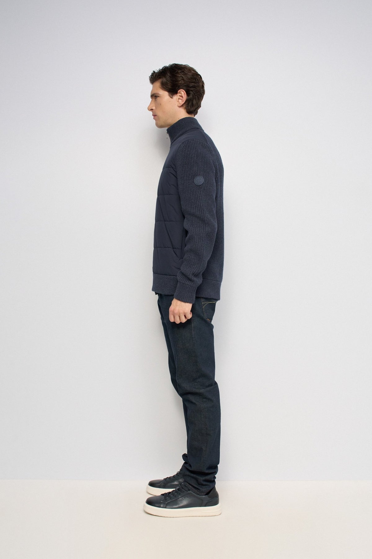 Strickjacke mit Steppdetails in Dark Blue