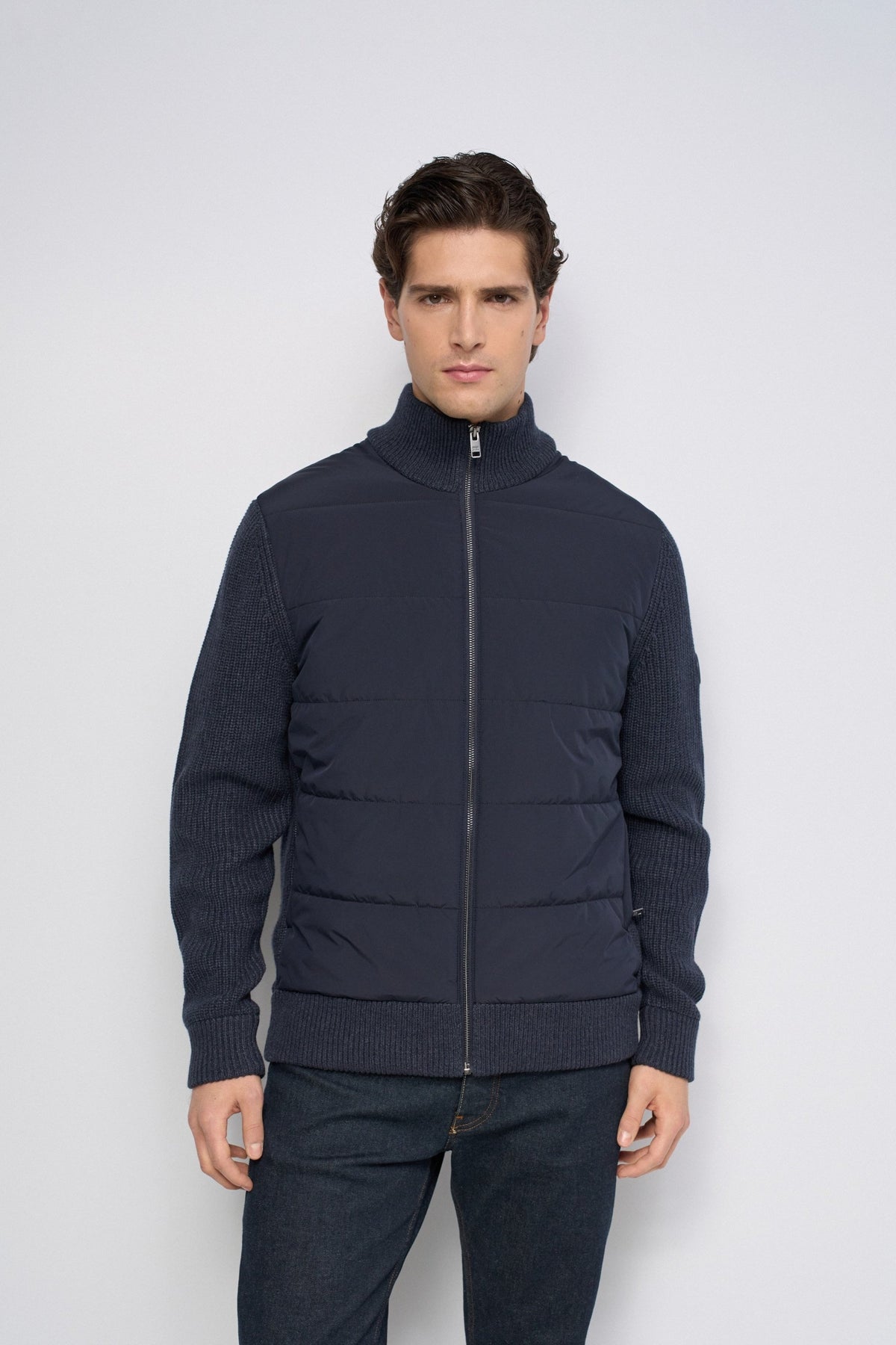 Strickjacke mit Steppdetails in Dark Blue