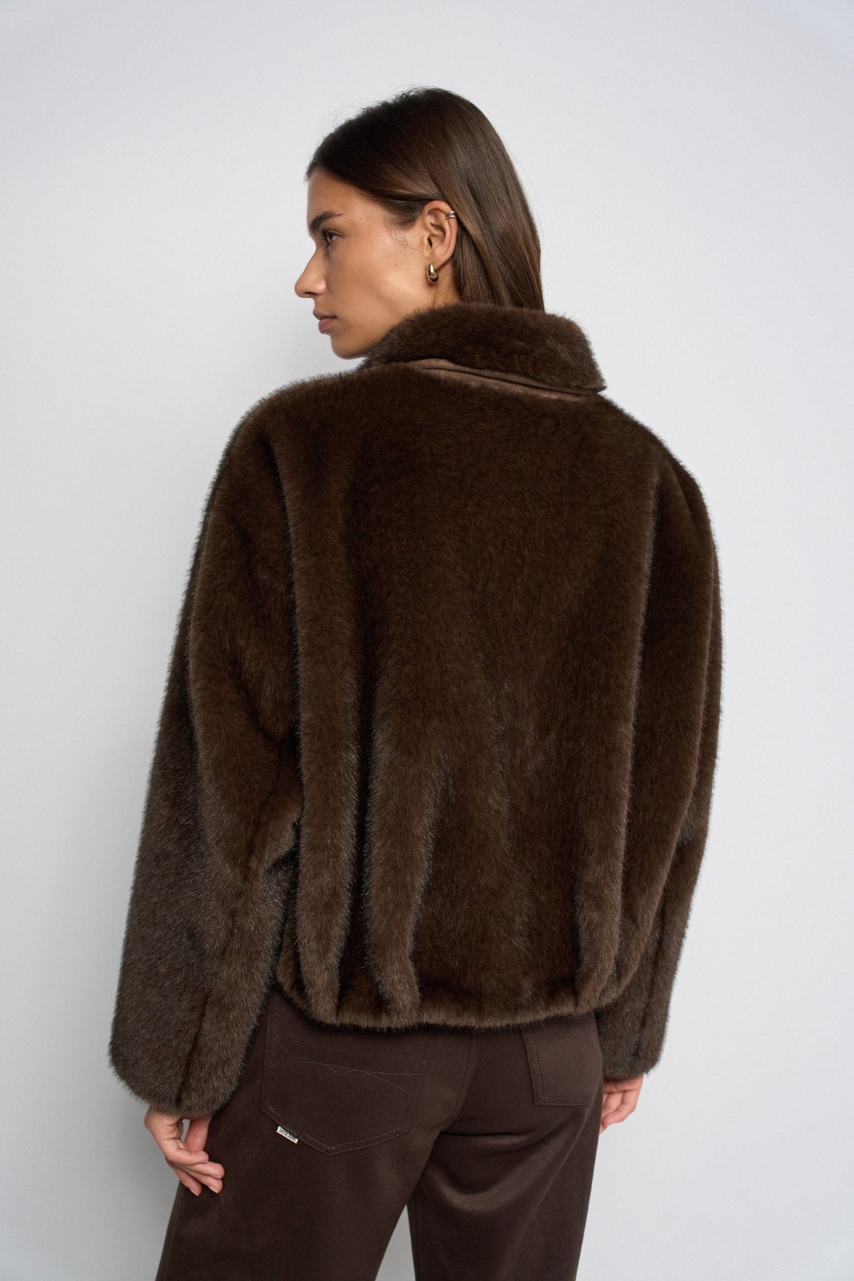 Faux Fur Bomberjacke in Dark Brown V1 Jacken Salsa Jeans