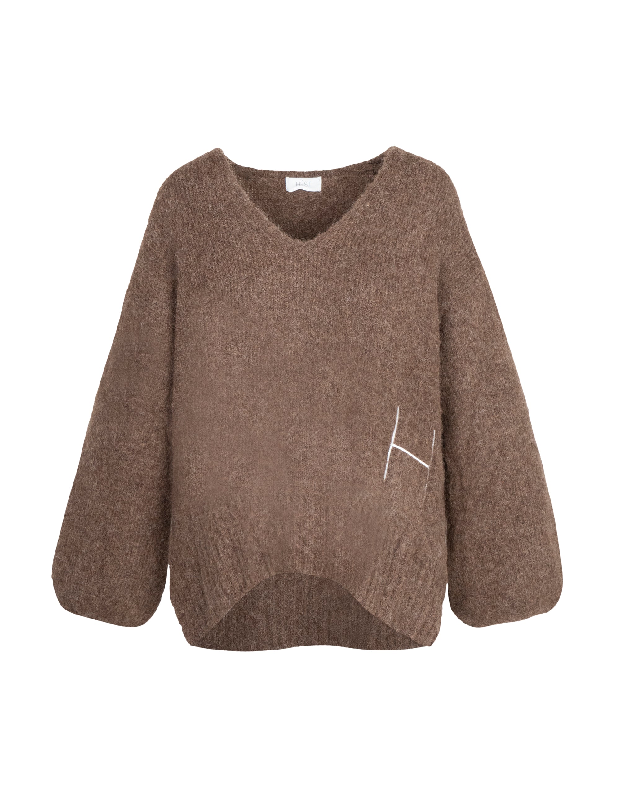 SOFIE V-neck Sweater in Brown Pullover Hést   