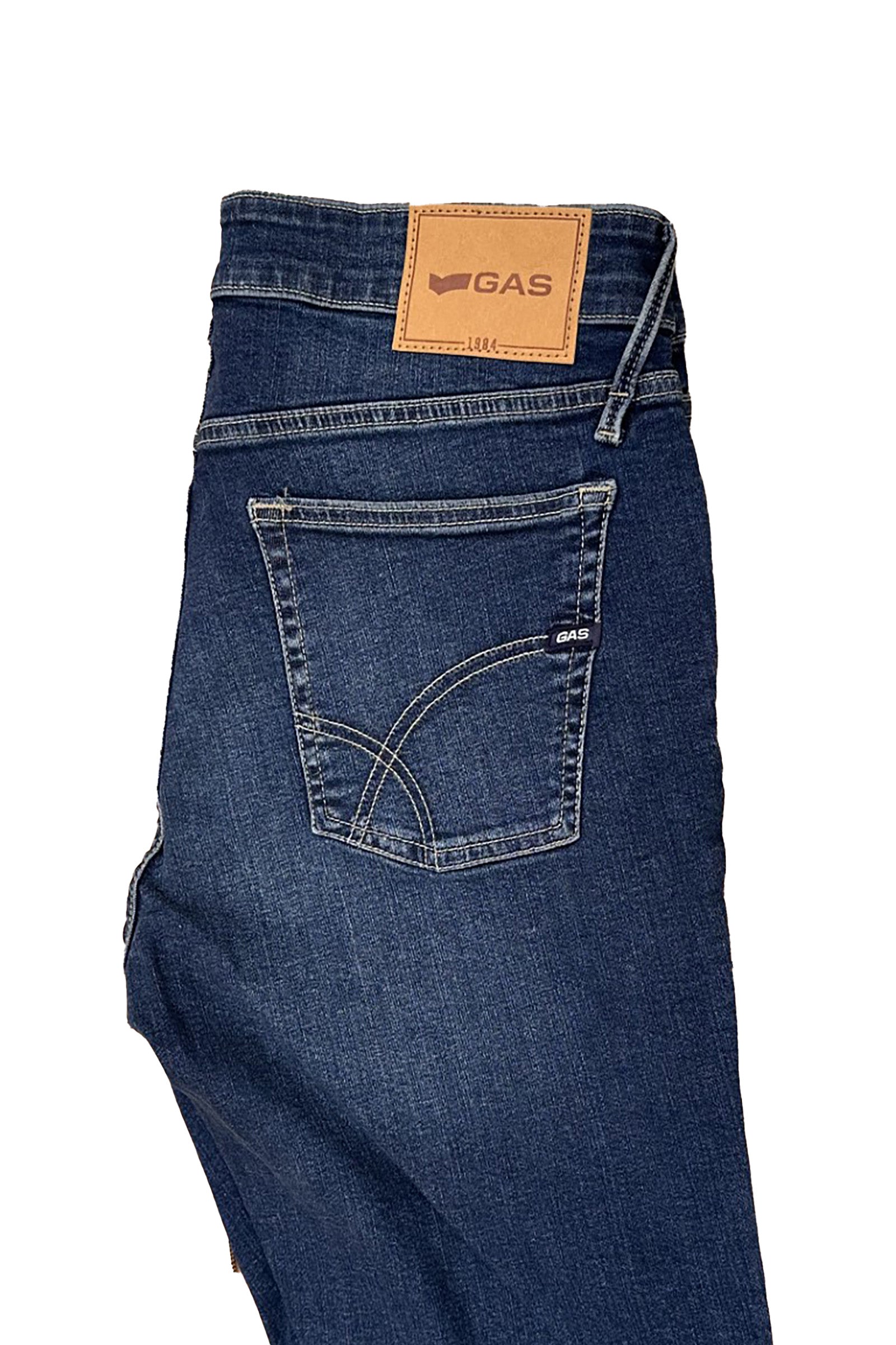 Sax Zip Rev 5 Pocket in Rags Mid Dark Jeans GAS   