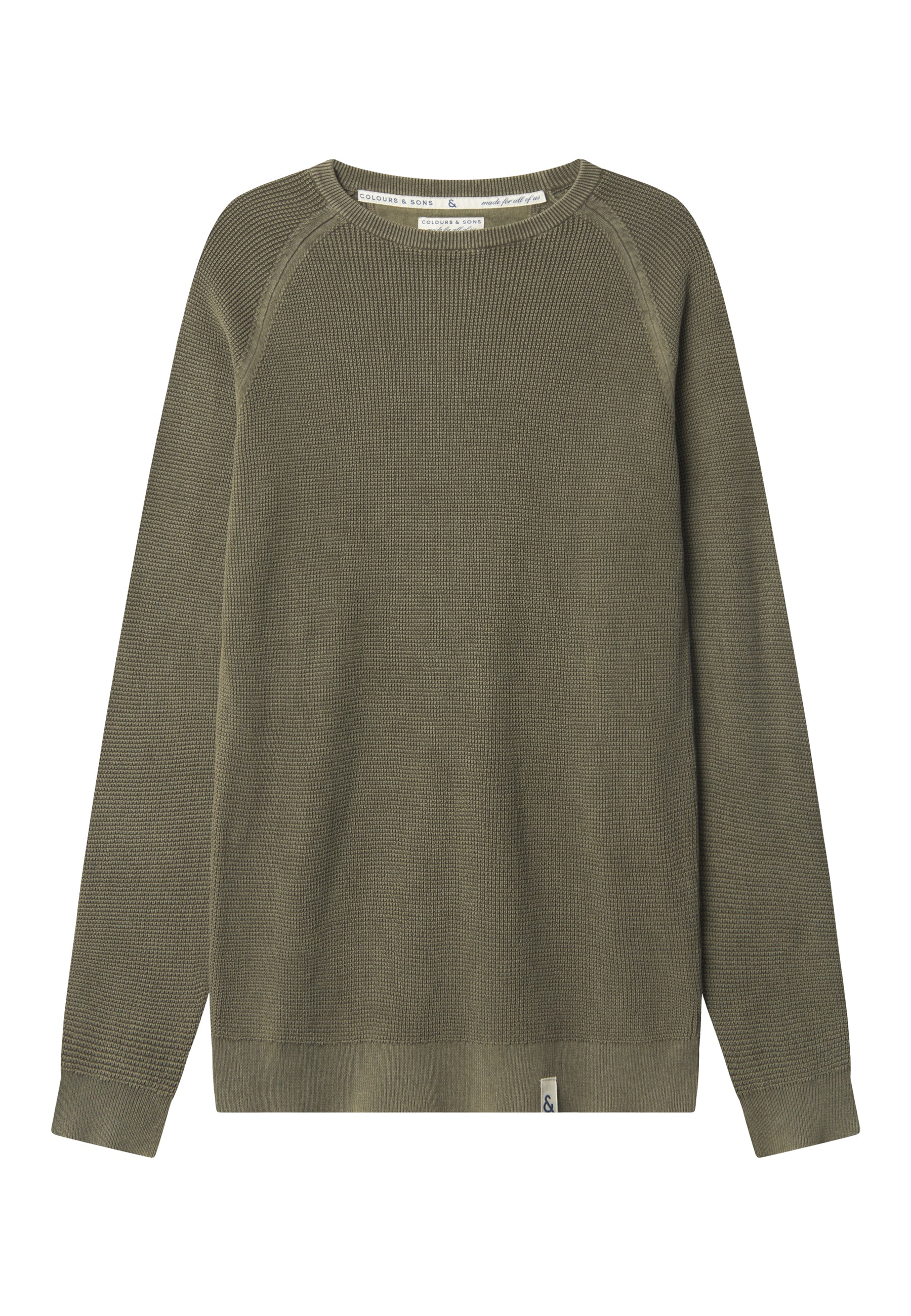 Roundneck-Washed in Olive Pullover Colours and Sons   