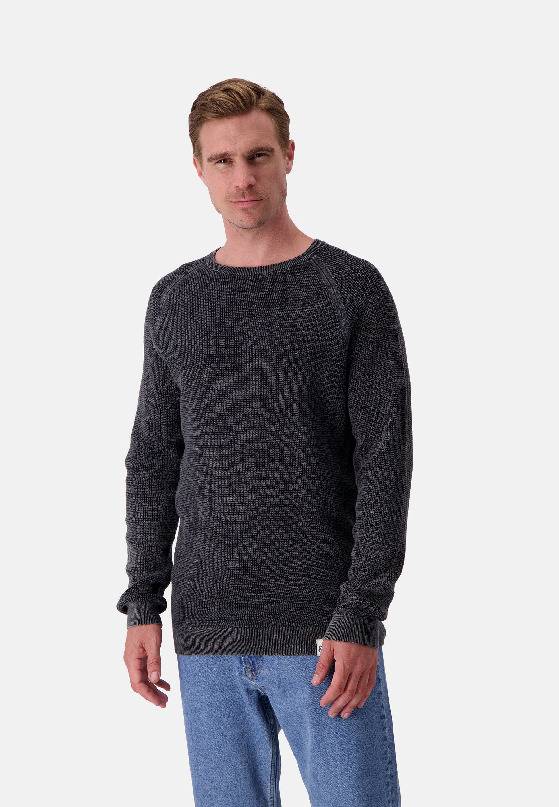 Roundneck Washed in Anthracite Pullover Colours and Sons   