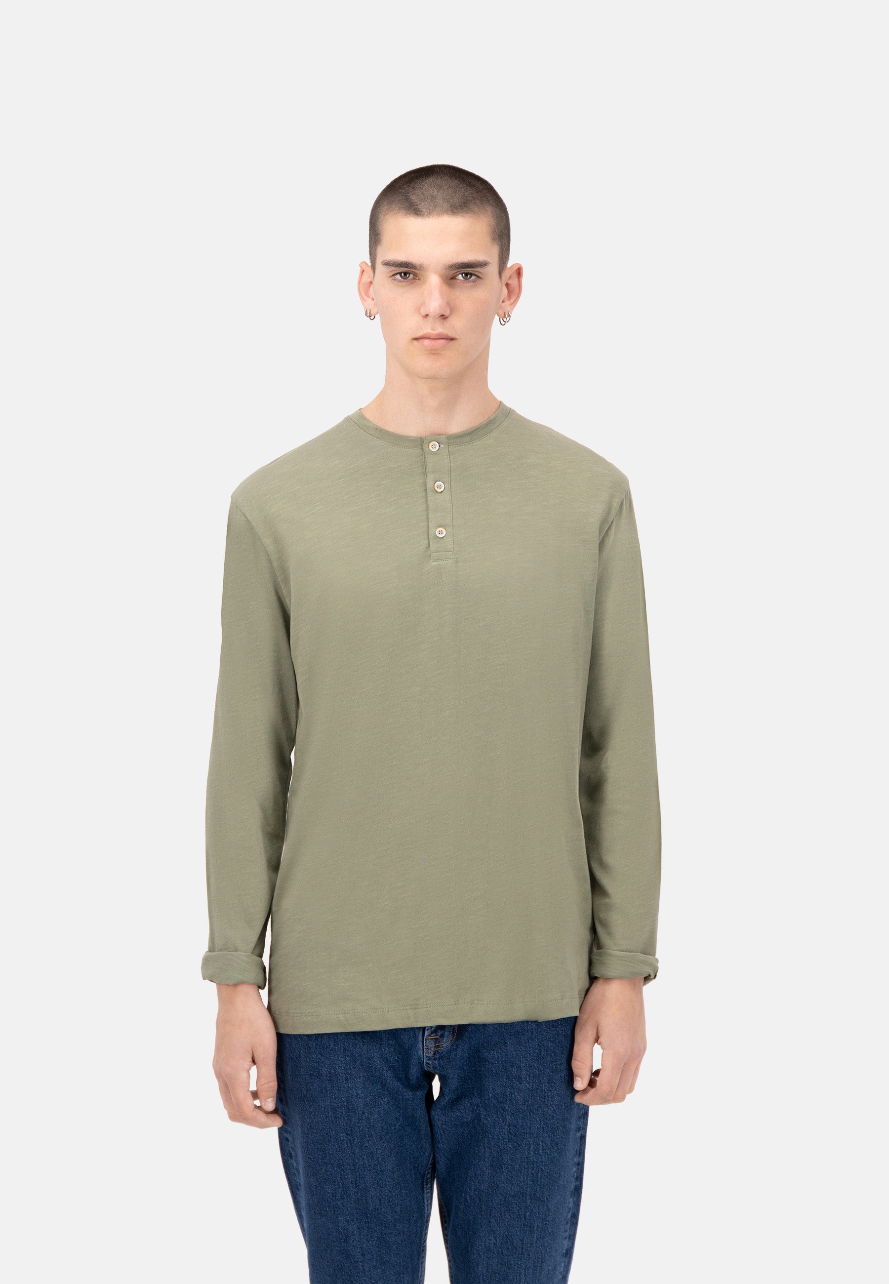 Henley - Slub in Olive T-Shirts Colours and Sons   