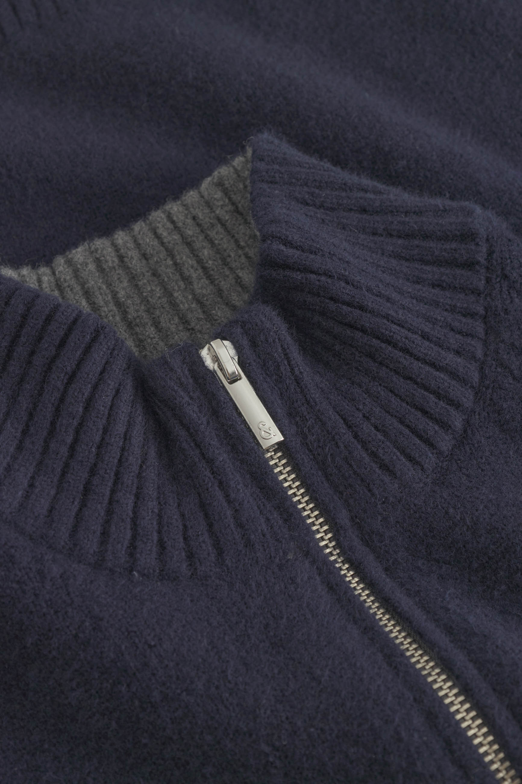 Mock-Zip Woolen Touch in Navy Pullover Colours and Sons   