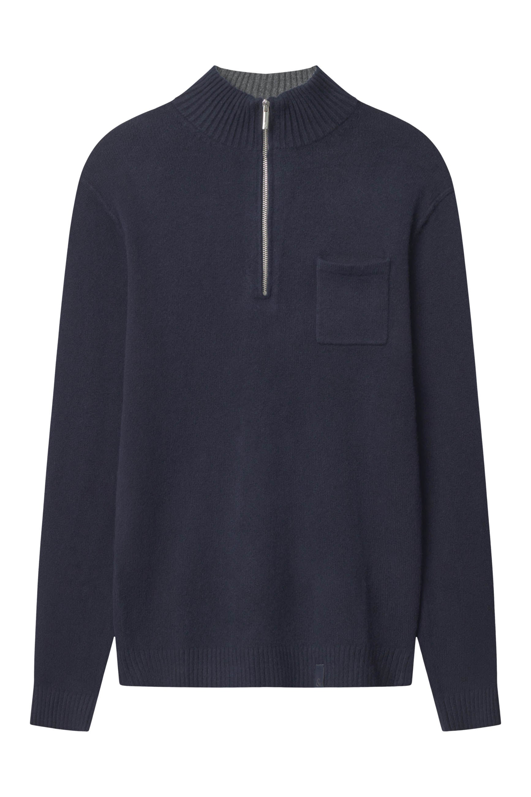 Mock-Zip Woolen Touch in Navy Pullover Colours and Sons   