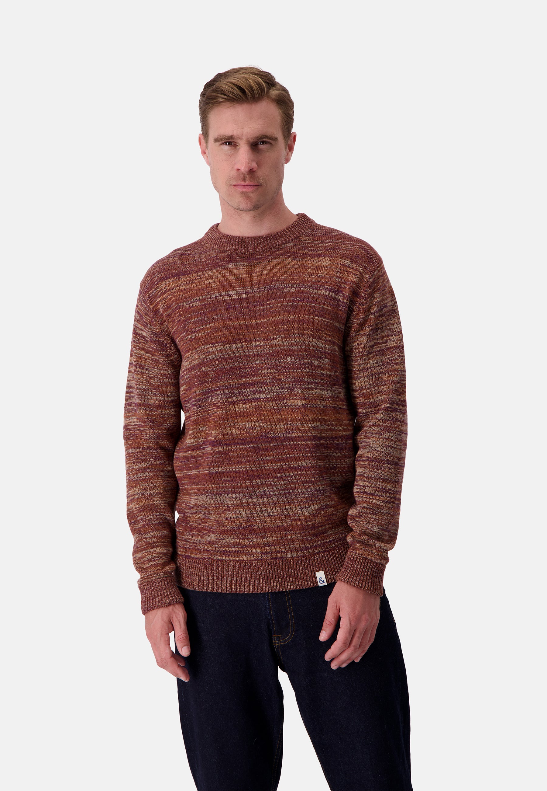 Roundneck Mouliné in Mahogany Mouliné Pullover Colours and Sons   