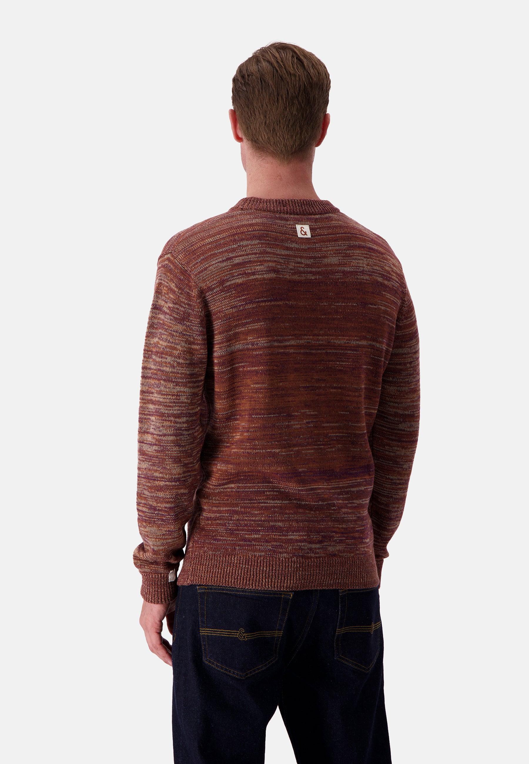 Roundneck Mouliné in Mahogany Mouliné Pullover Colours and Sons   