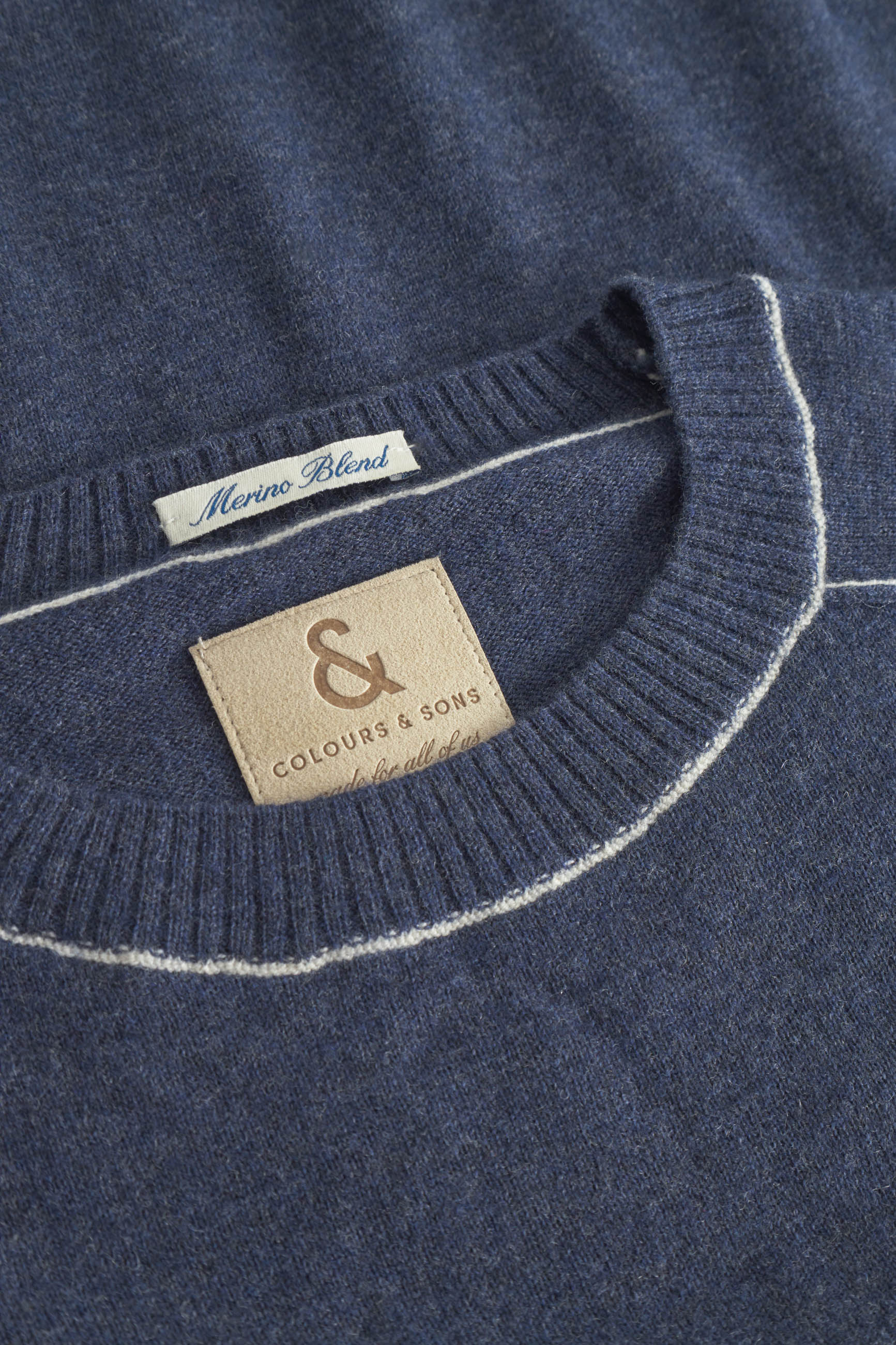 Roundneck Merino Blend in Navy Pullover Colours and Sons   