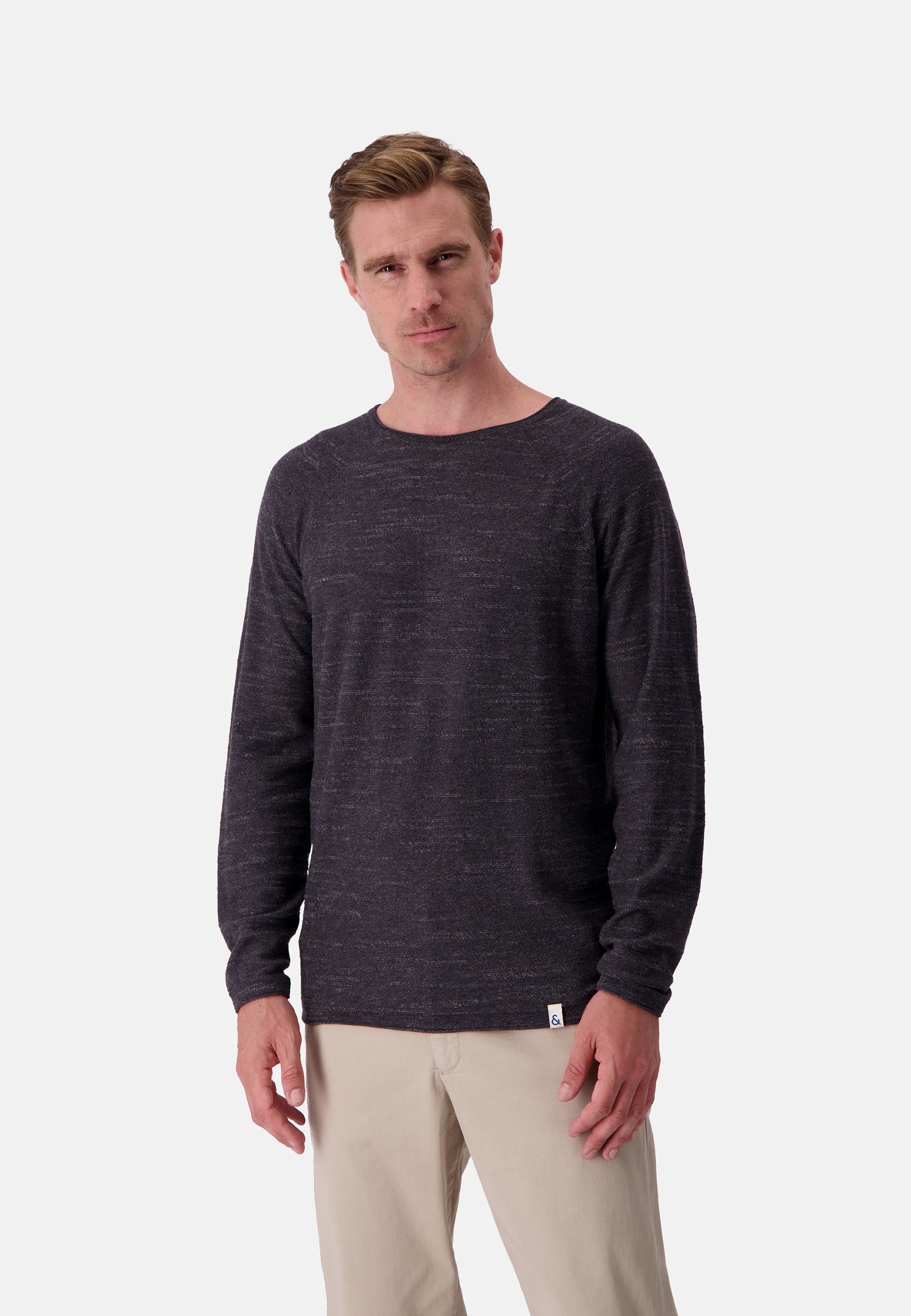 Roundneck Slub in Anthracite Pullover Colours and Sons   