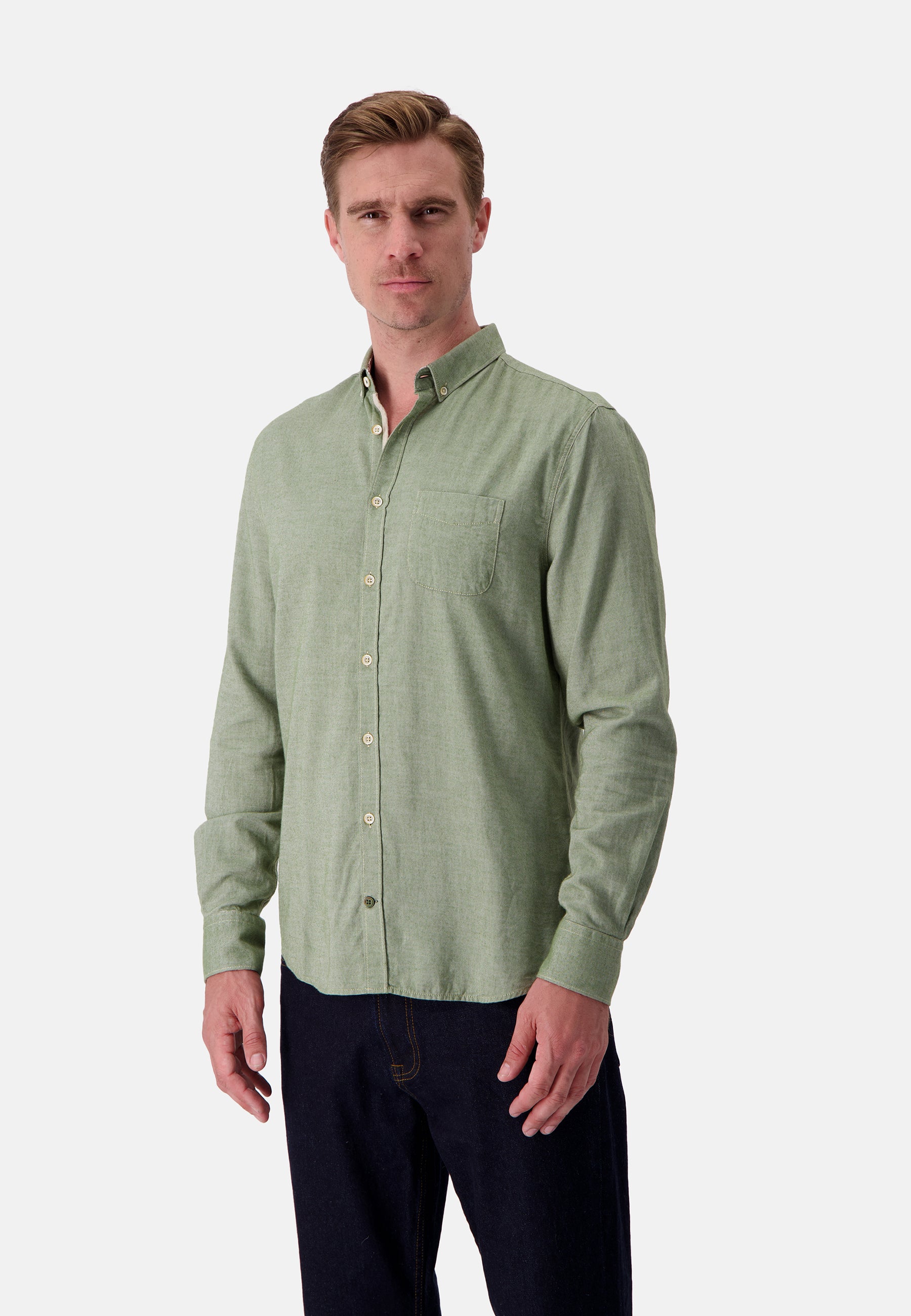 Shirt Brushed Twill in Clover Hemden Colours and Sons   