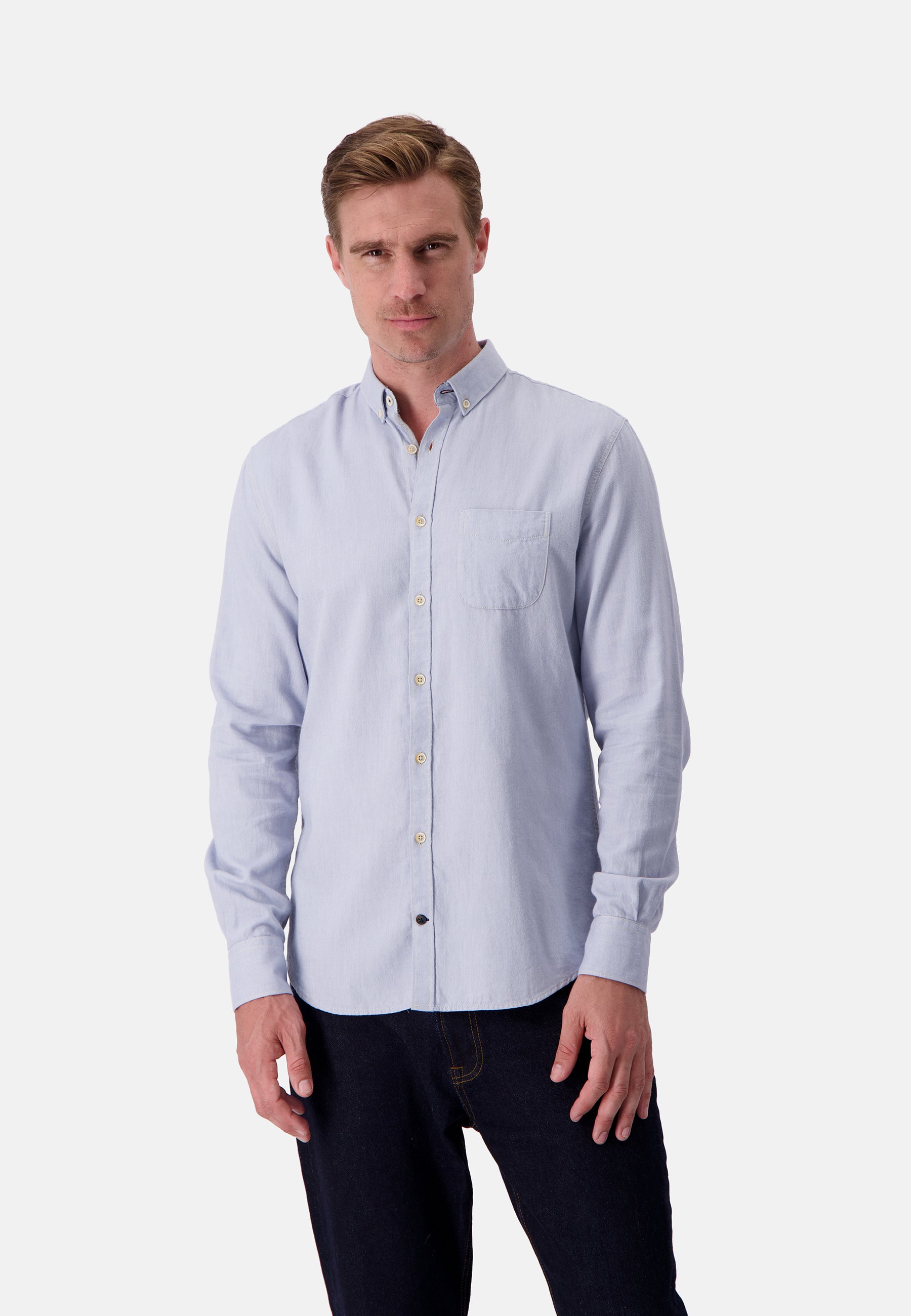 Shirt Brushed Twill in Lake Hemden Colours and Sons   