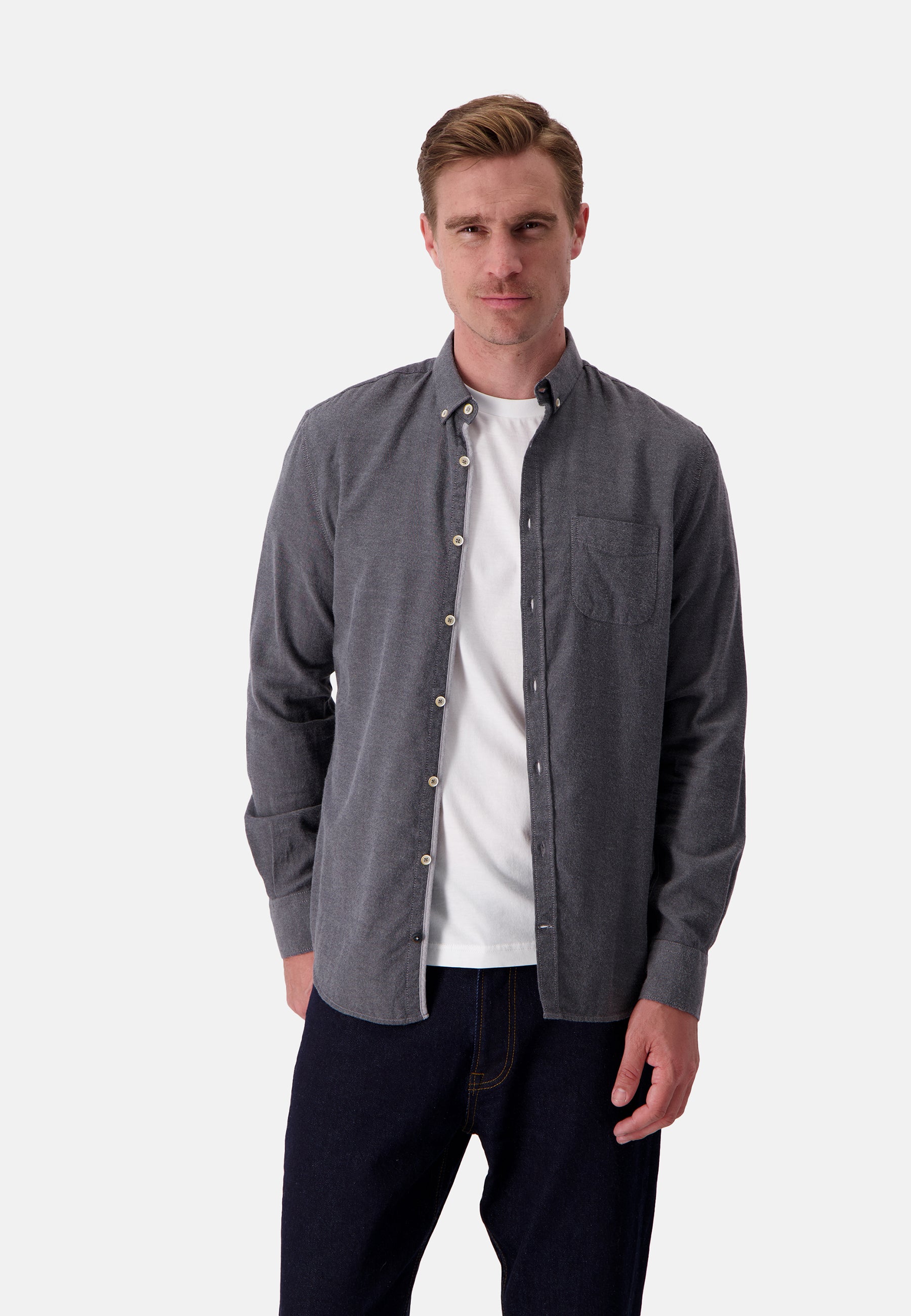 Shirt Brushed Twill in Anthracite Hemden Colours and Sons   