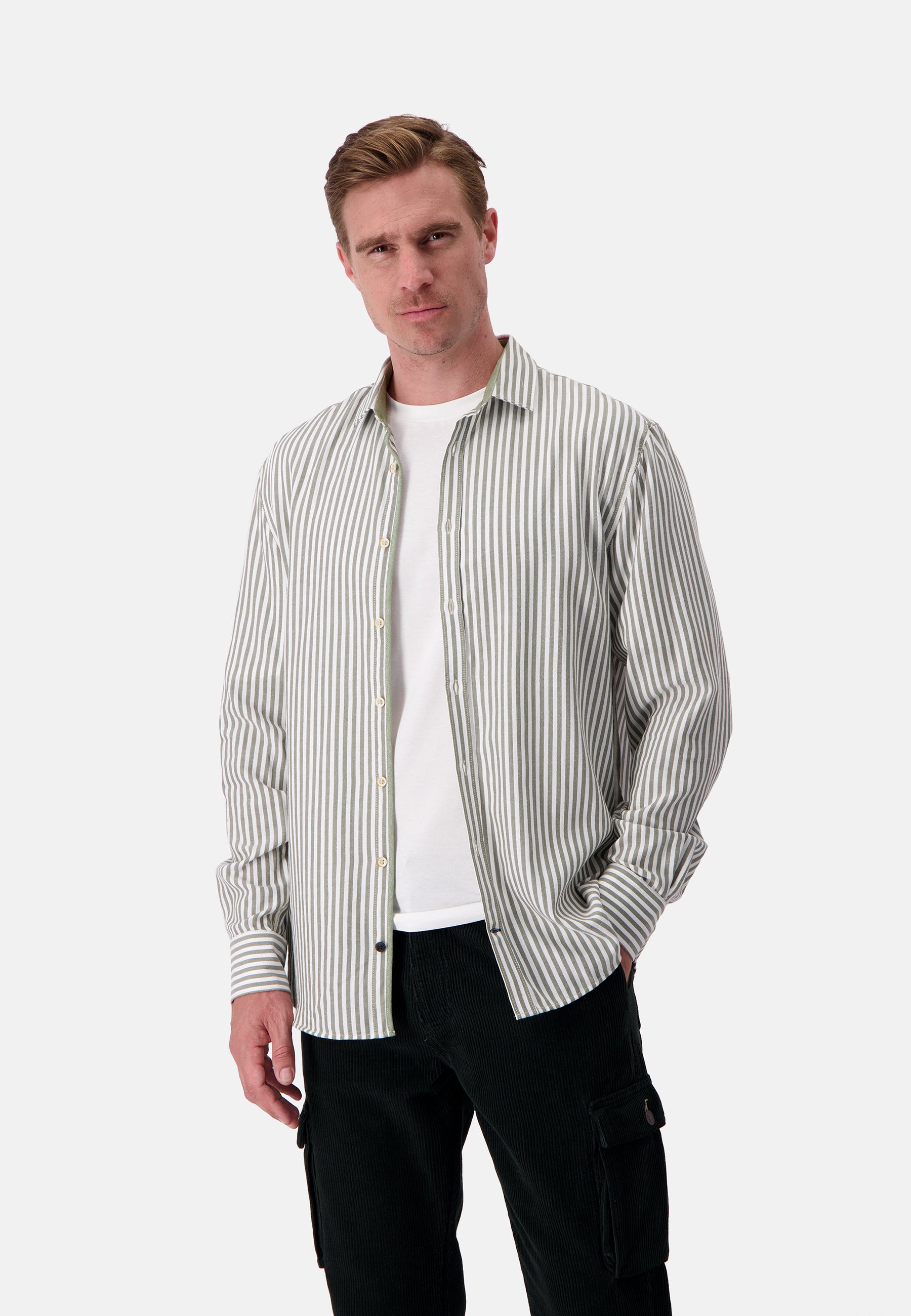 Shirt Brushed Twill Stripes in Clover Stripes Hemden Colours and Sons   