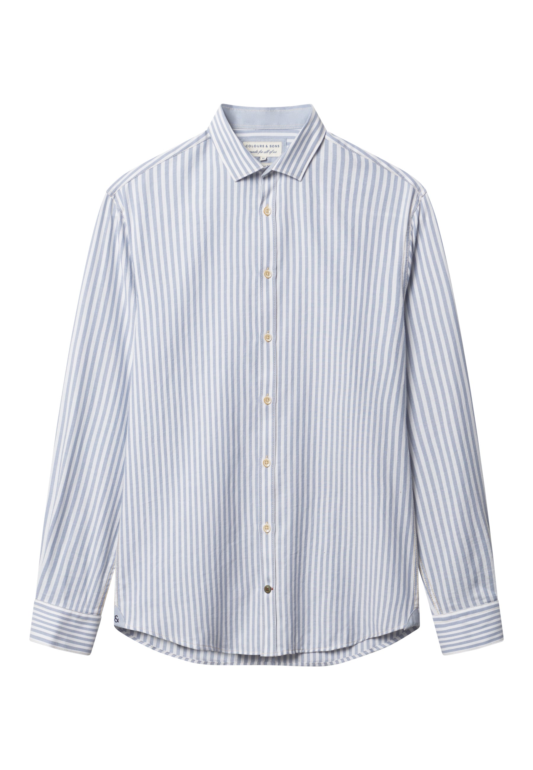 Shirt Brushed Twill Stripes in Lake Stripes Hemden Colours and Sons   