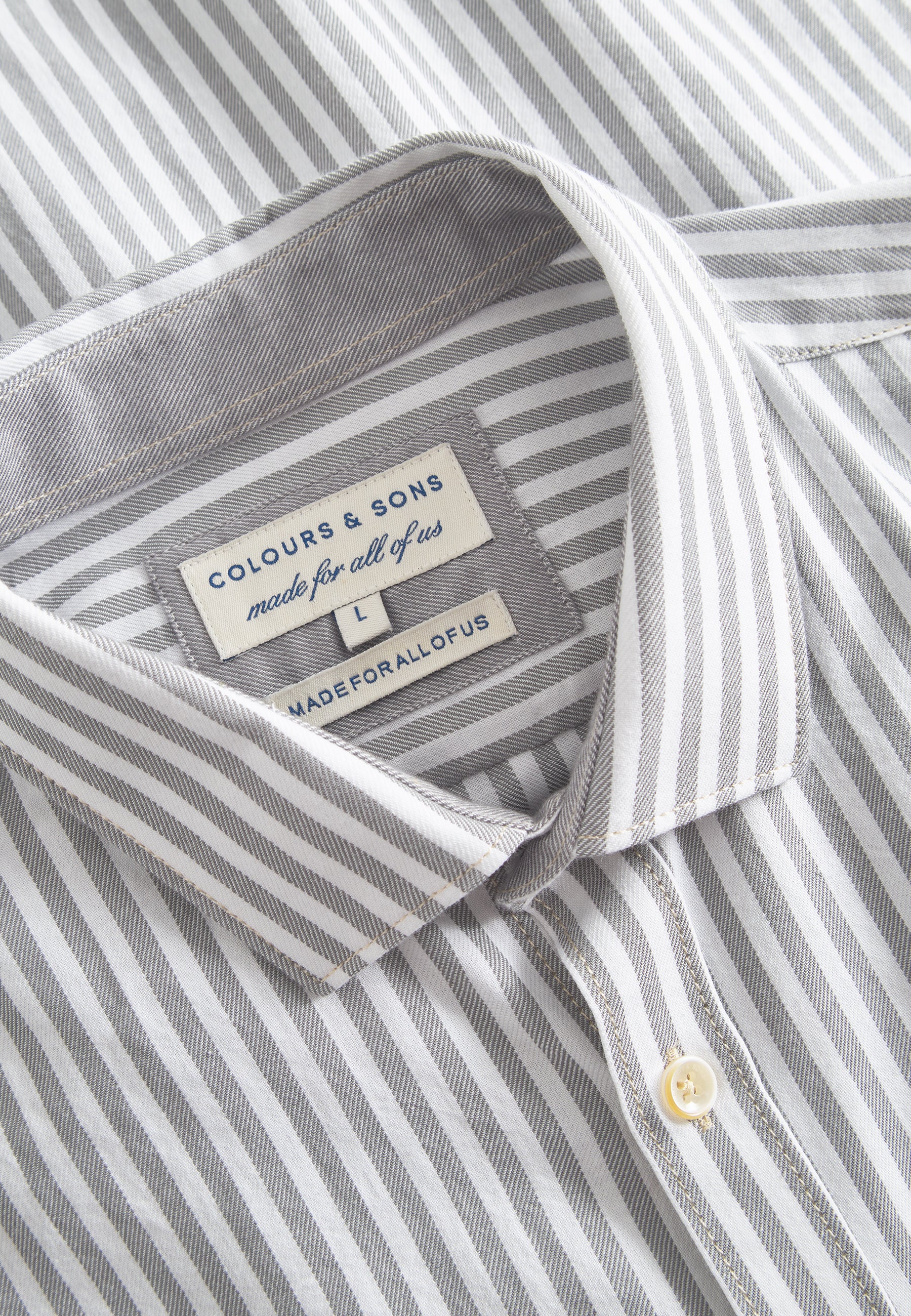 Shirt Brushed Twill Stripes in Silver Stripes Hemden Colours and Sons   