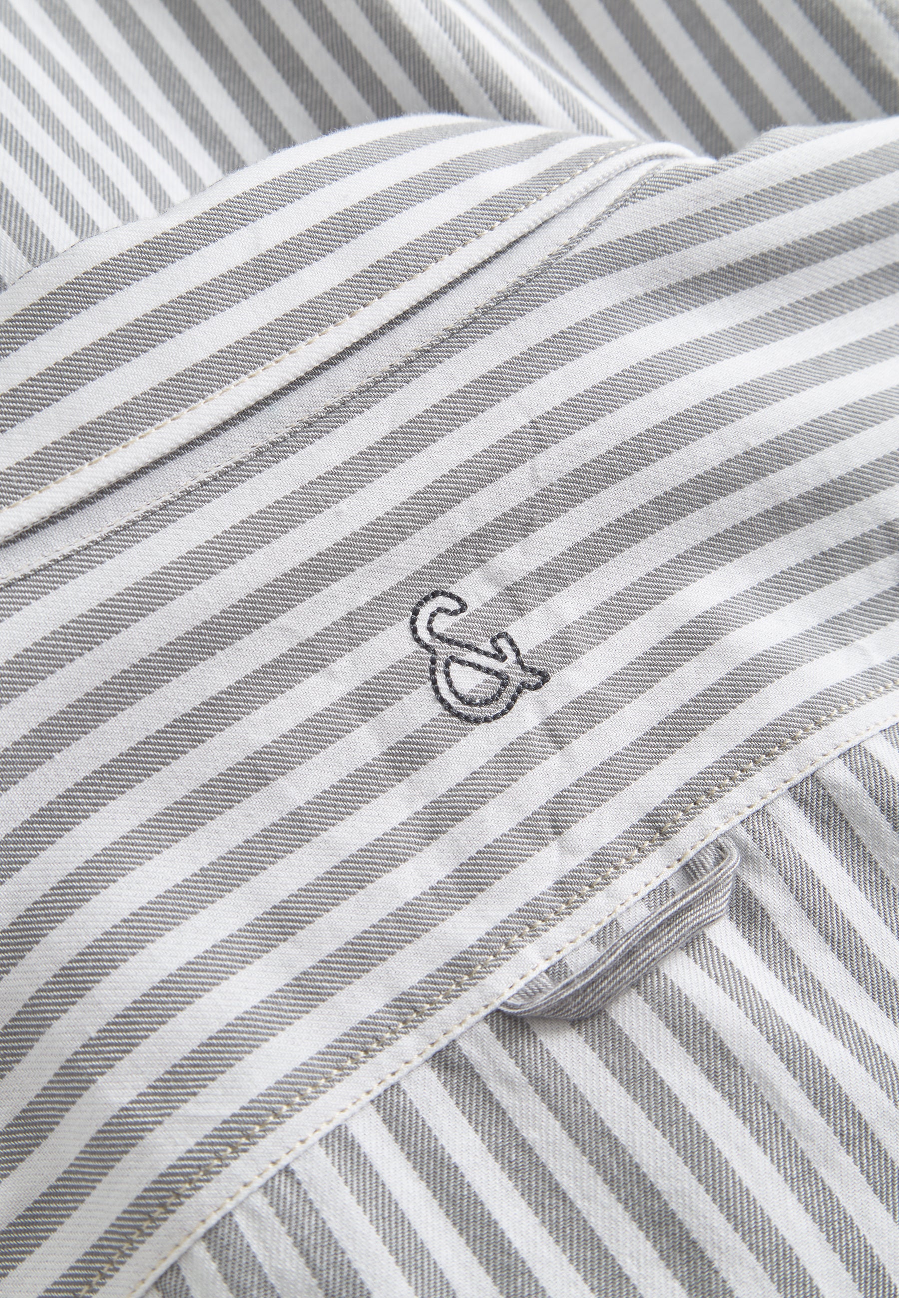 Shirt Brushed Twill Stripes in Silver Stripes Hemden Colours and Sons   