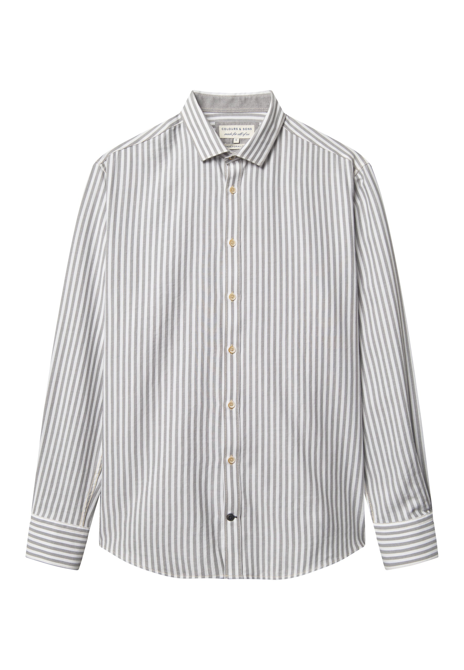 Shirt Brushed Twill Stripes in Silver Stripes Hemden Colours and Sons   