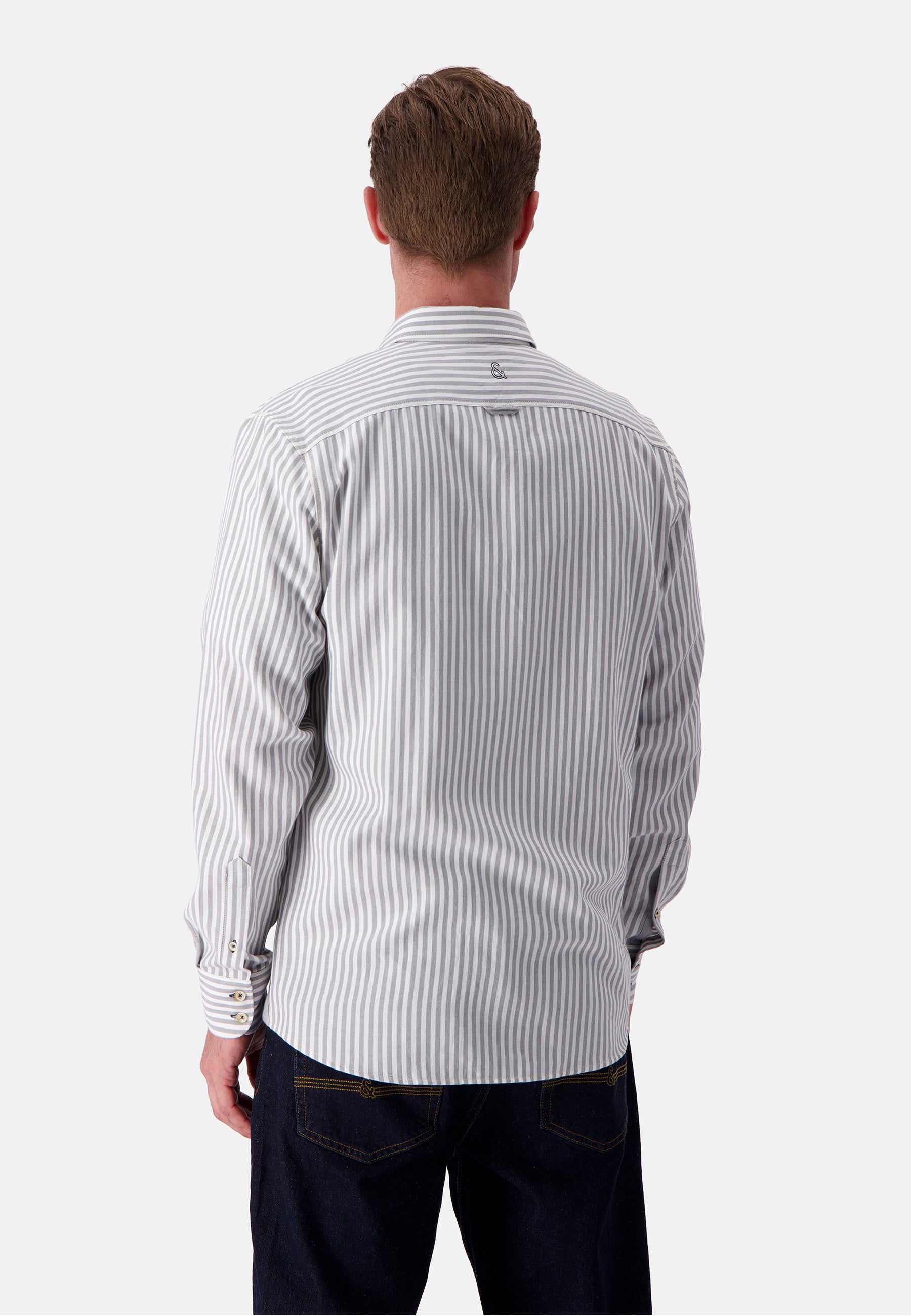 Shirt Brushed Twill Stripes in Silver Stripes Hemden Colours and Sons   