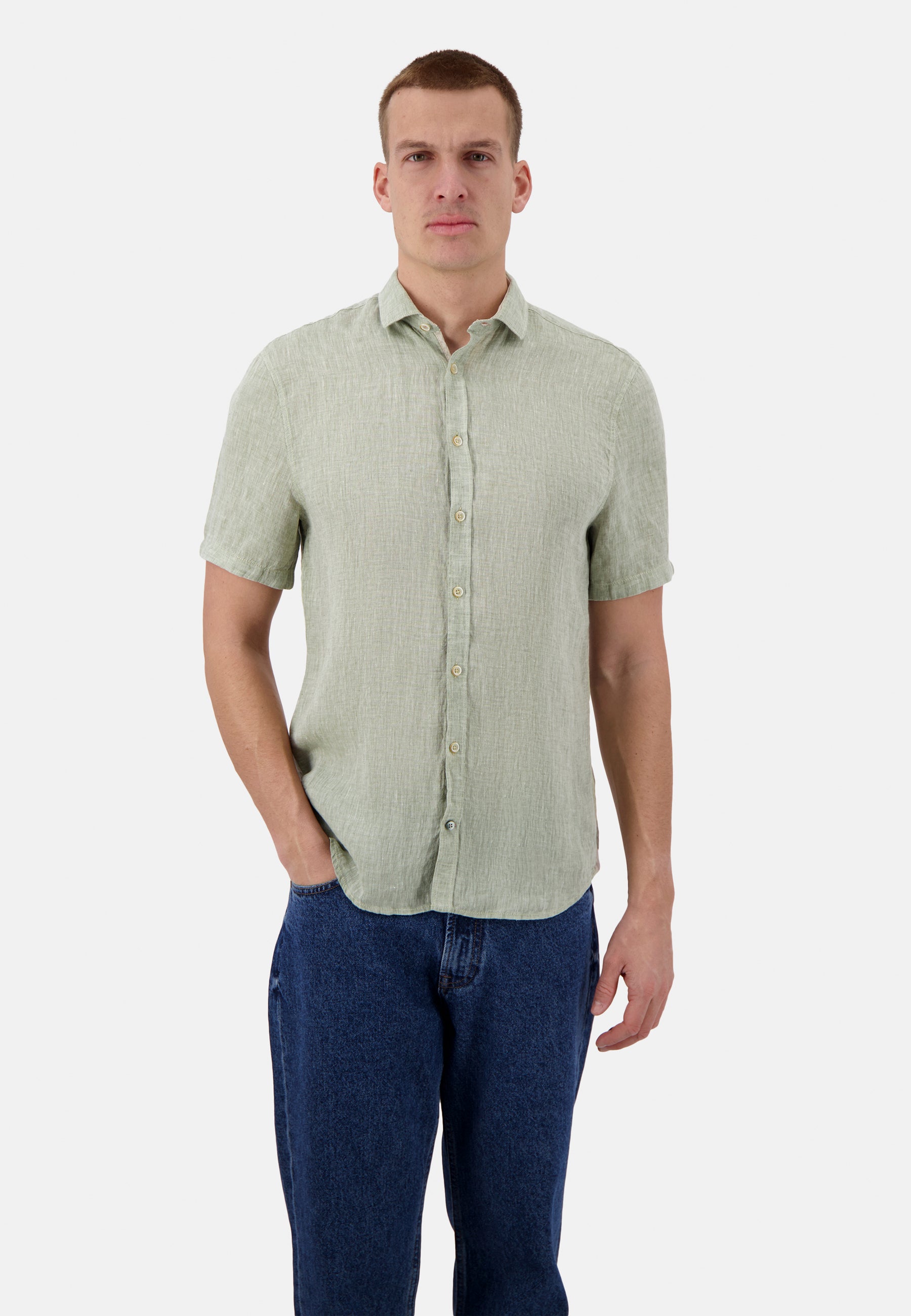 Shirt-Linen in Olive Hemden Colours and Sons   