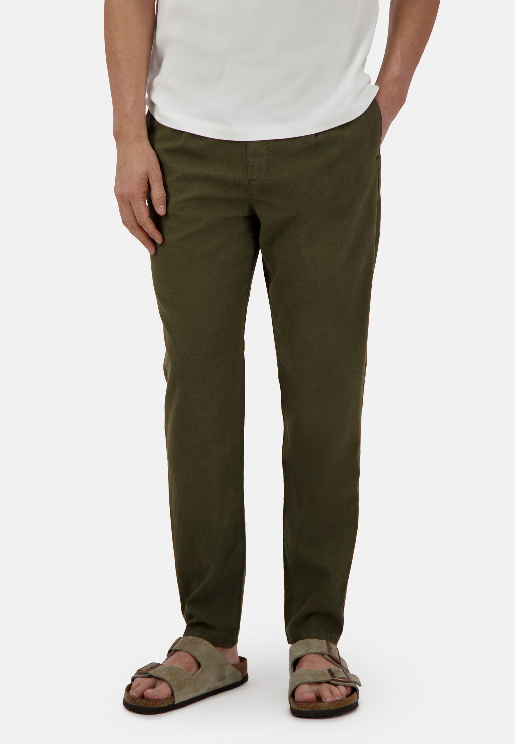 Pants-Cropped Linen in Olive Hosen Colours and Sons   