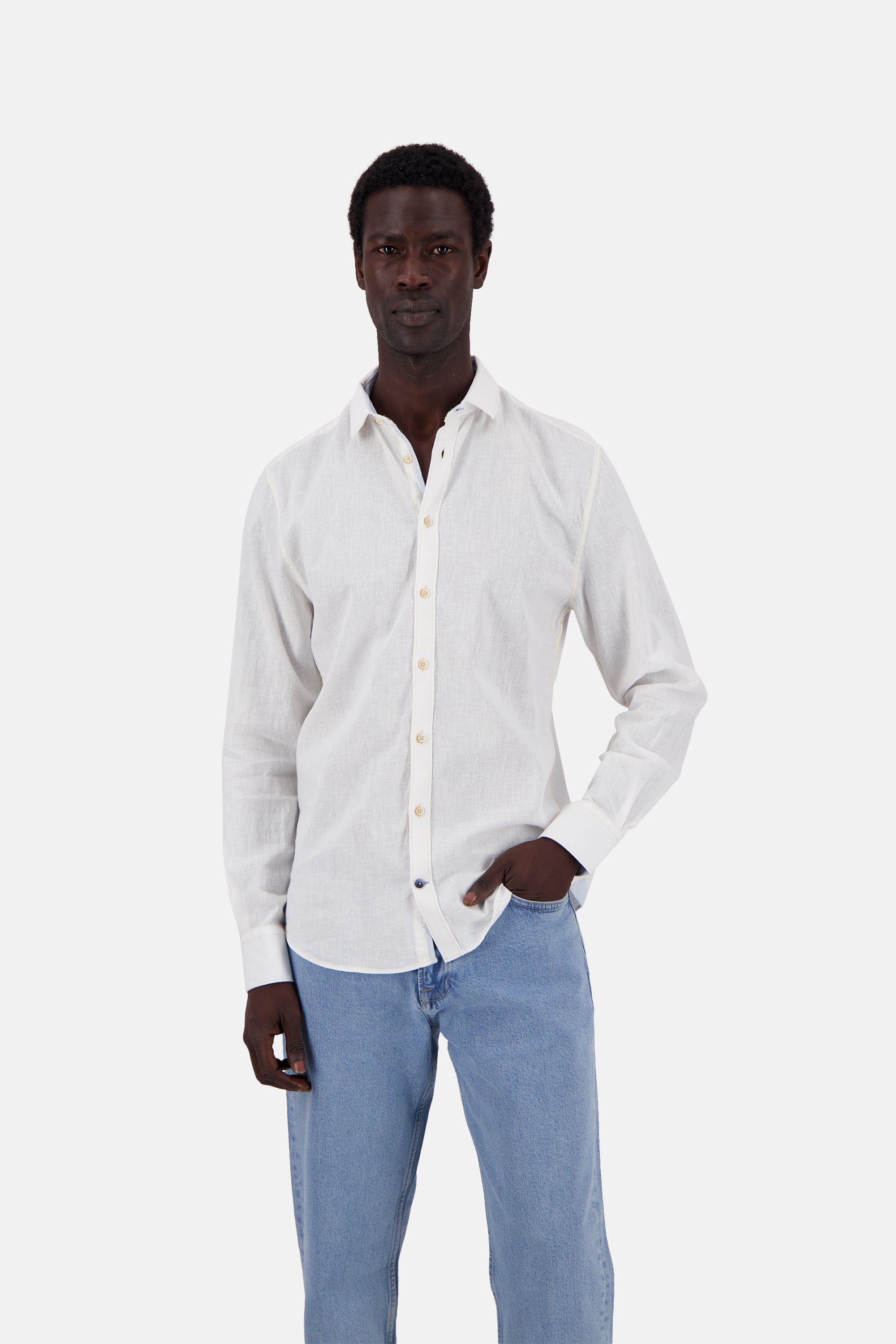 Shirt-Linen Blend Kent in White Hemden Colours and Sons