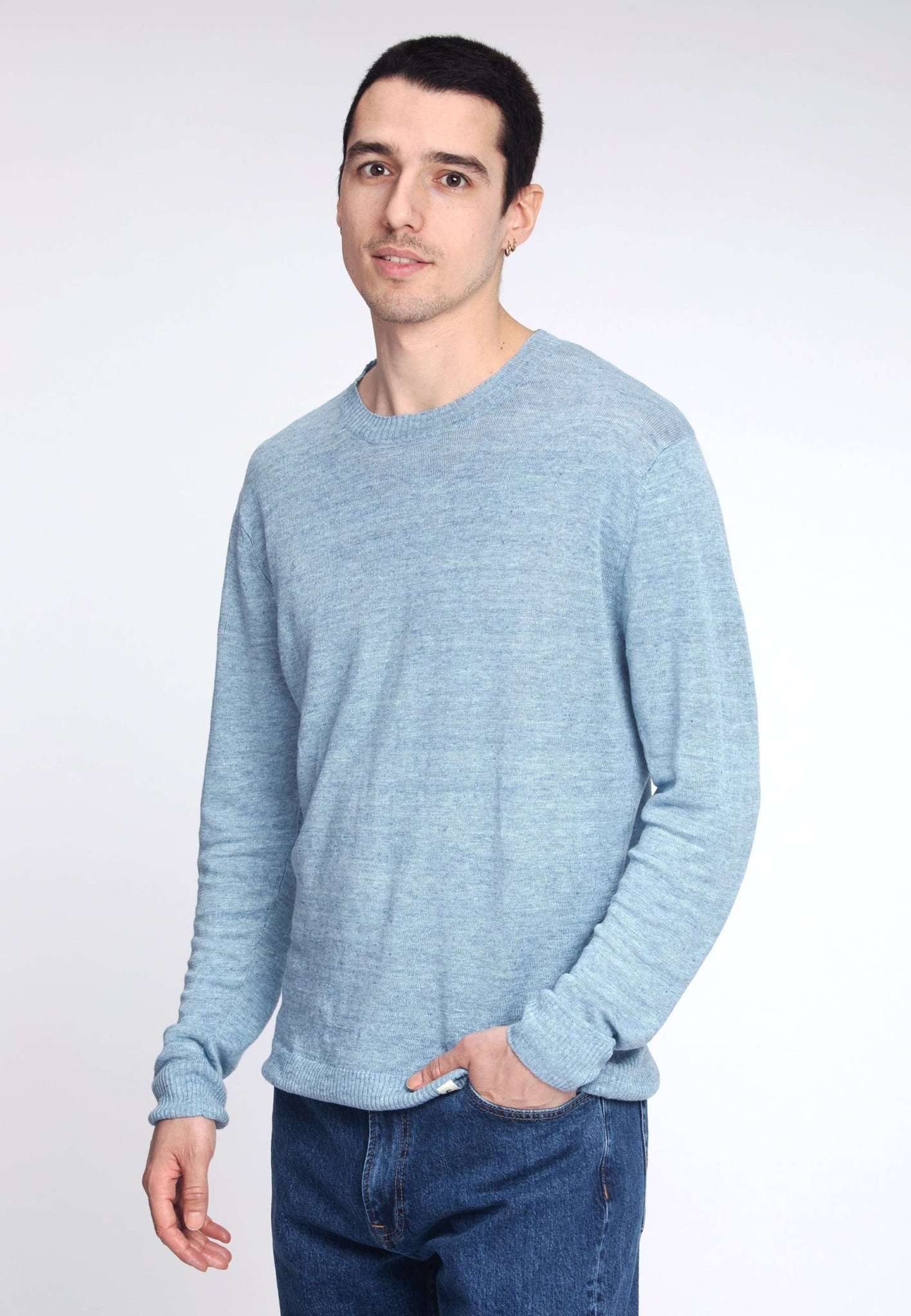 Roundneck Pure Linen in Sky Pullover Colours and Sons   