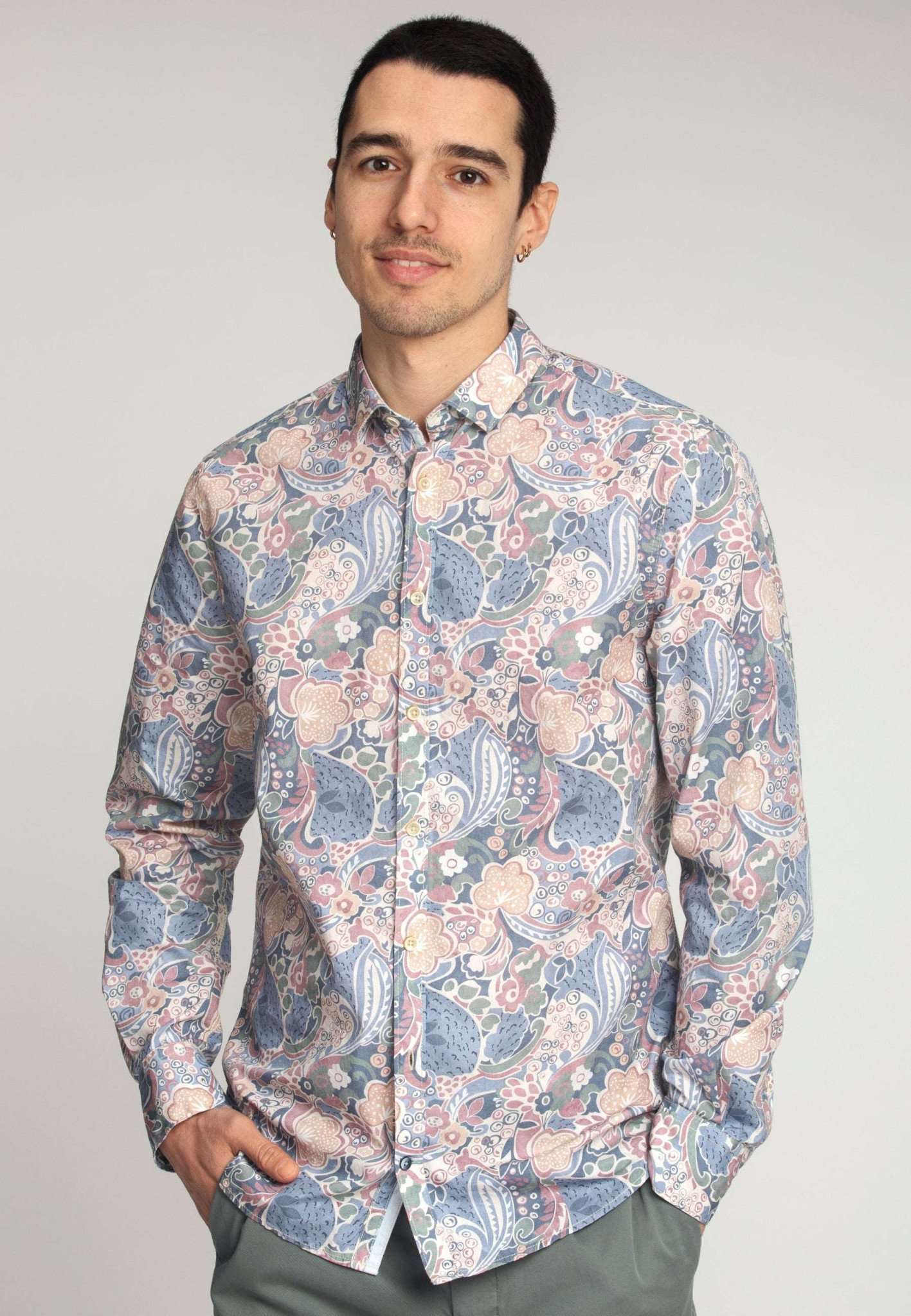 Shirt Paisley Print in Sky Paisley Hemden Colours and Sons   