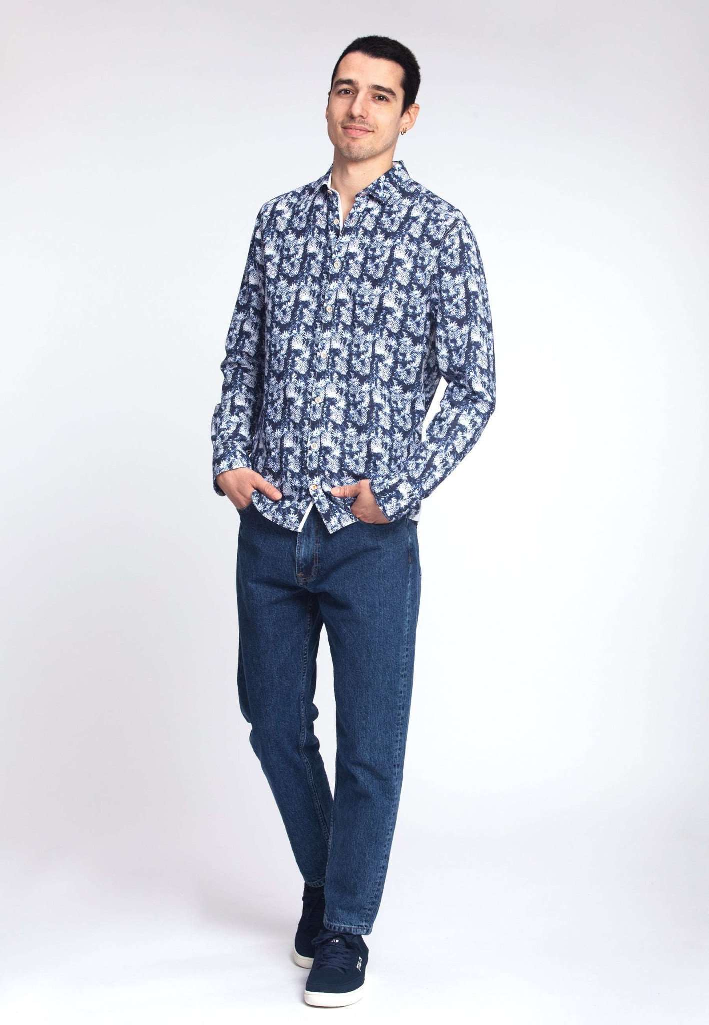 Shirt Blue Pineapples Print in Blue Pineapples Hemden Colours and Sons   