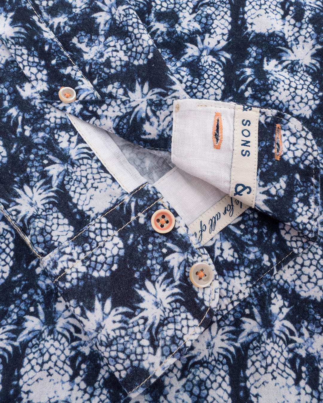 Shirt Blue Pineapples Print in Blue Pineapples Hemden Colours and Sons   