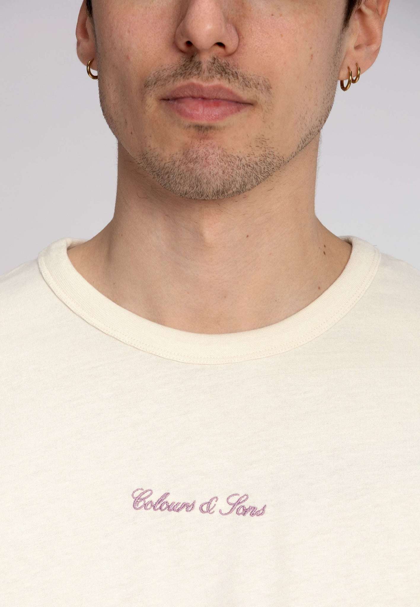T-Shirt Basic Embroidery in Offwhite T-Shirts Colours and Sons   