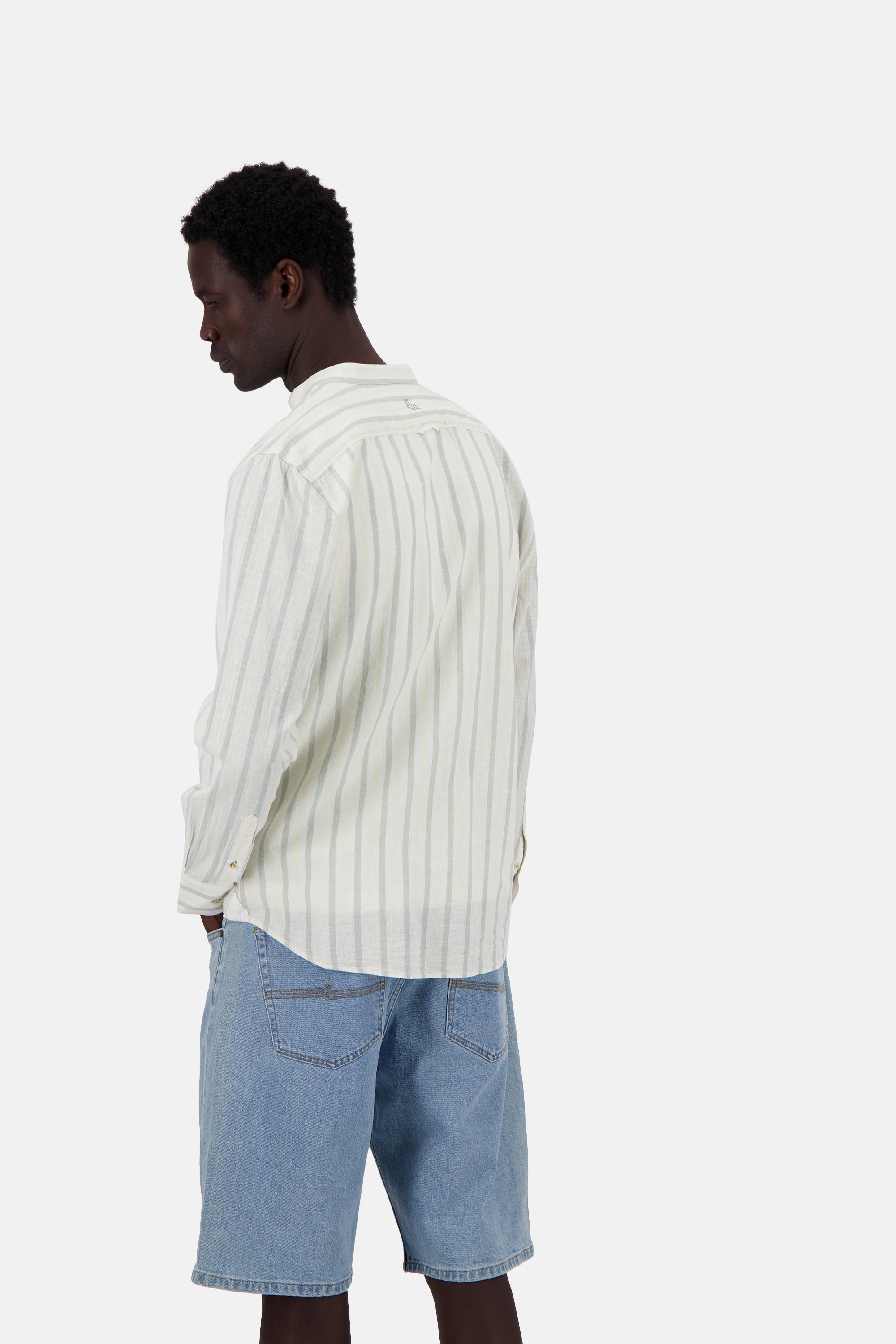 Shirt-Linen Blend Stripes in Matcha-Sake Hemden Colours and Sons