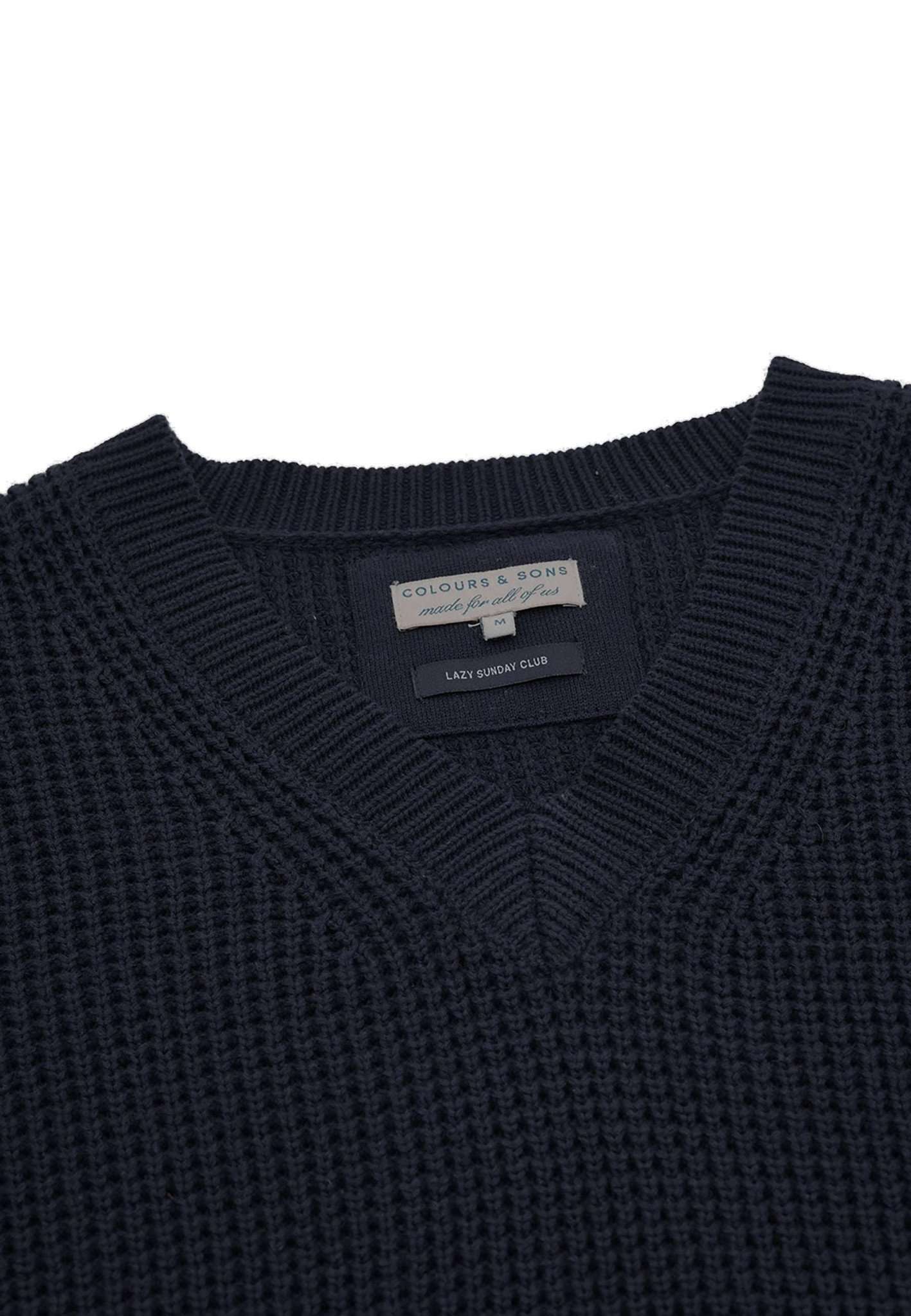 V-Neck-Tuck Stitch in Navy Pullover Colours and Sons   