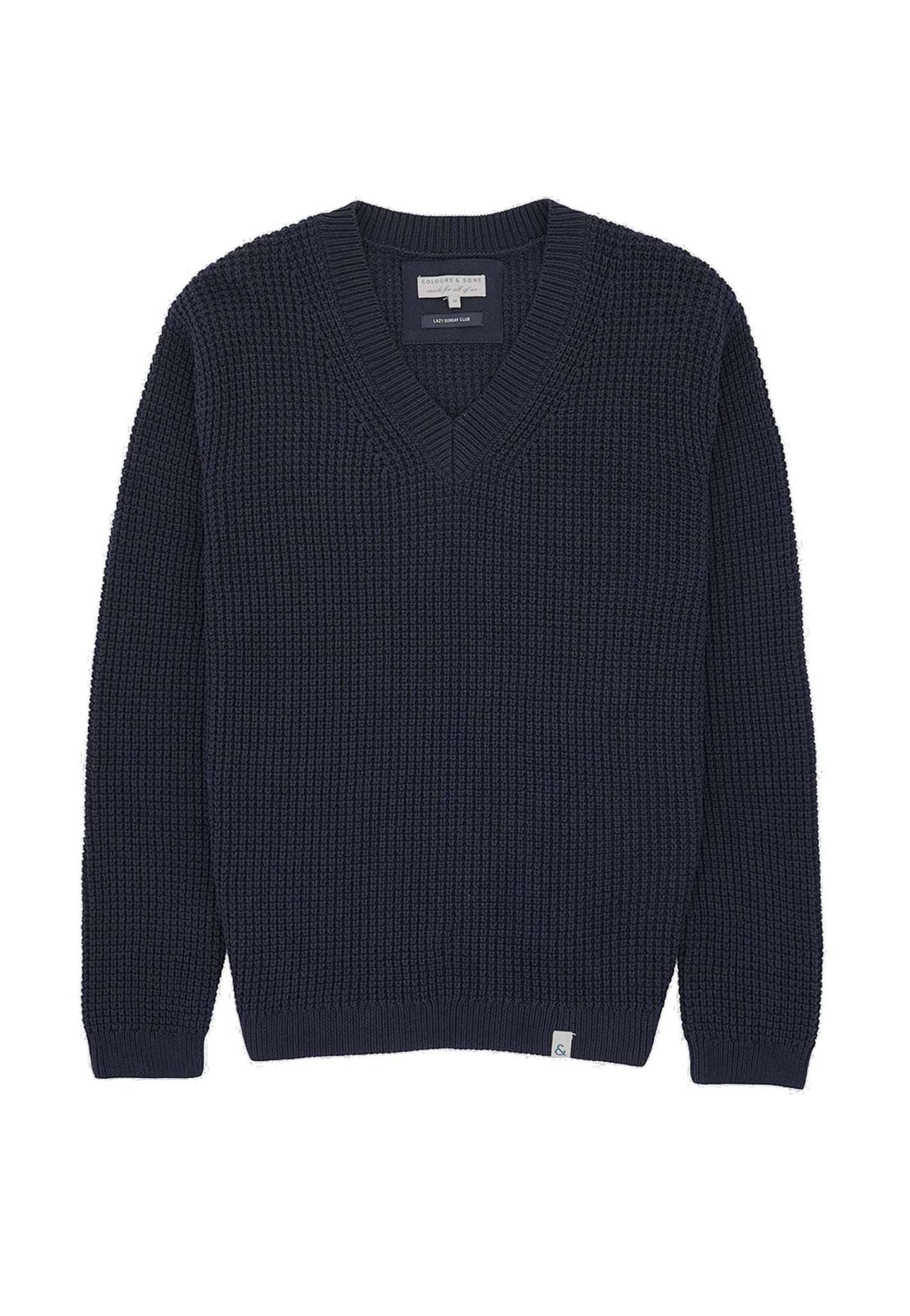 V-Neck-Tuck Stitch in Navy Pullover Colours and Sons   
