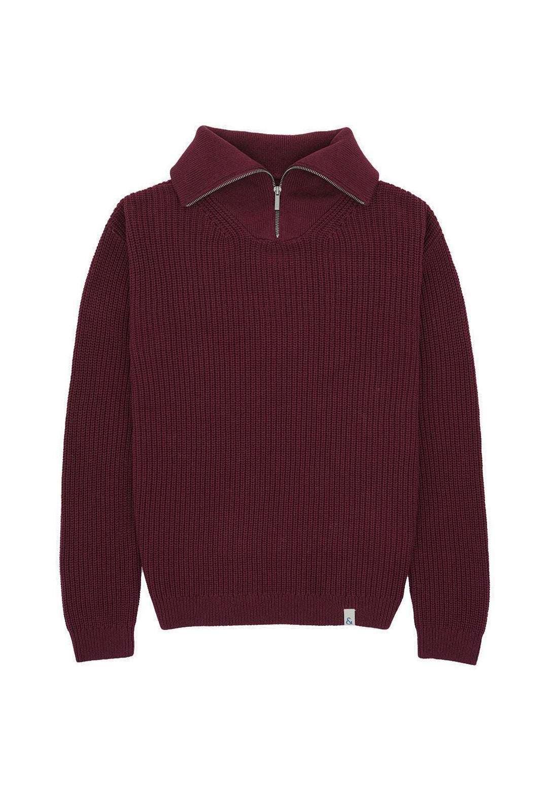 Mock-Zip-Half Cardigan Stitch in Merlot Pullover Colours and Sons   