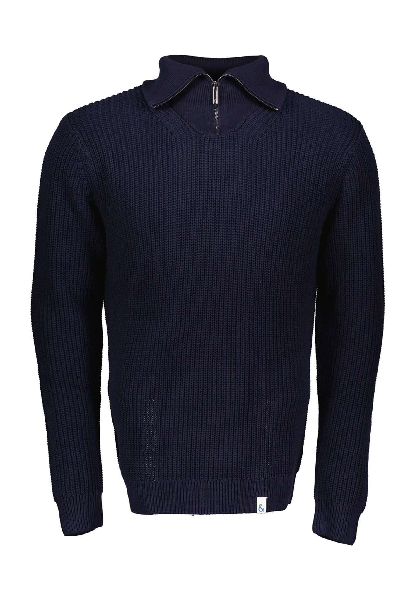 Mock-Zip-Half Cardigan Stitch in Navy Pullover Colours and Sons   