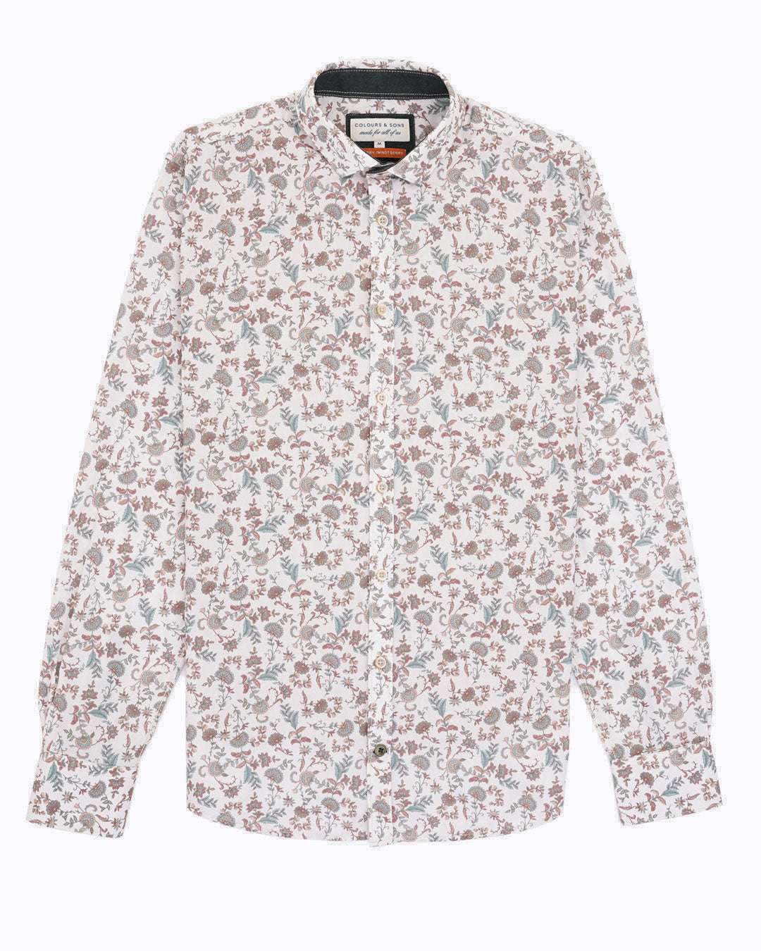 Shirt-Floral Print in Offwhite Floral Hemden Colours and Sons   