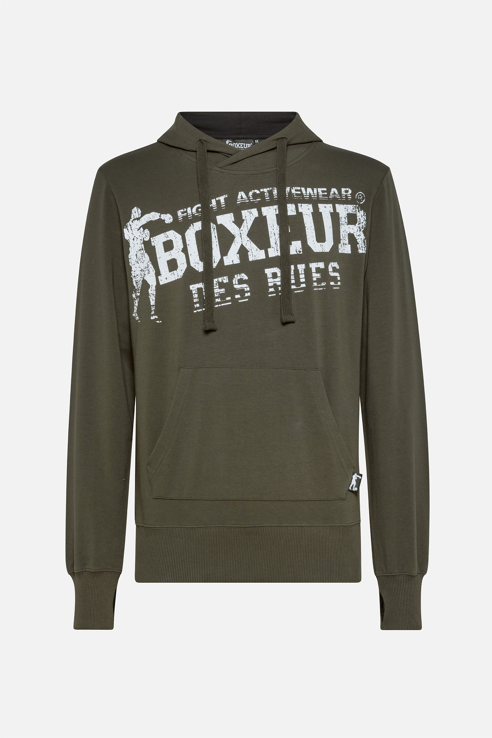 Hooded Sweatshirt with Thumb Openings in Army Kapuzenpullover Boxeur des Rues   