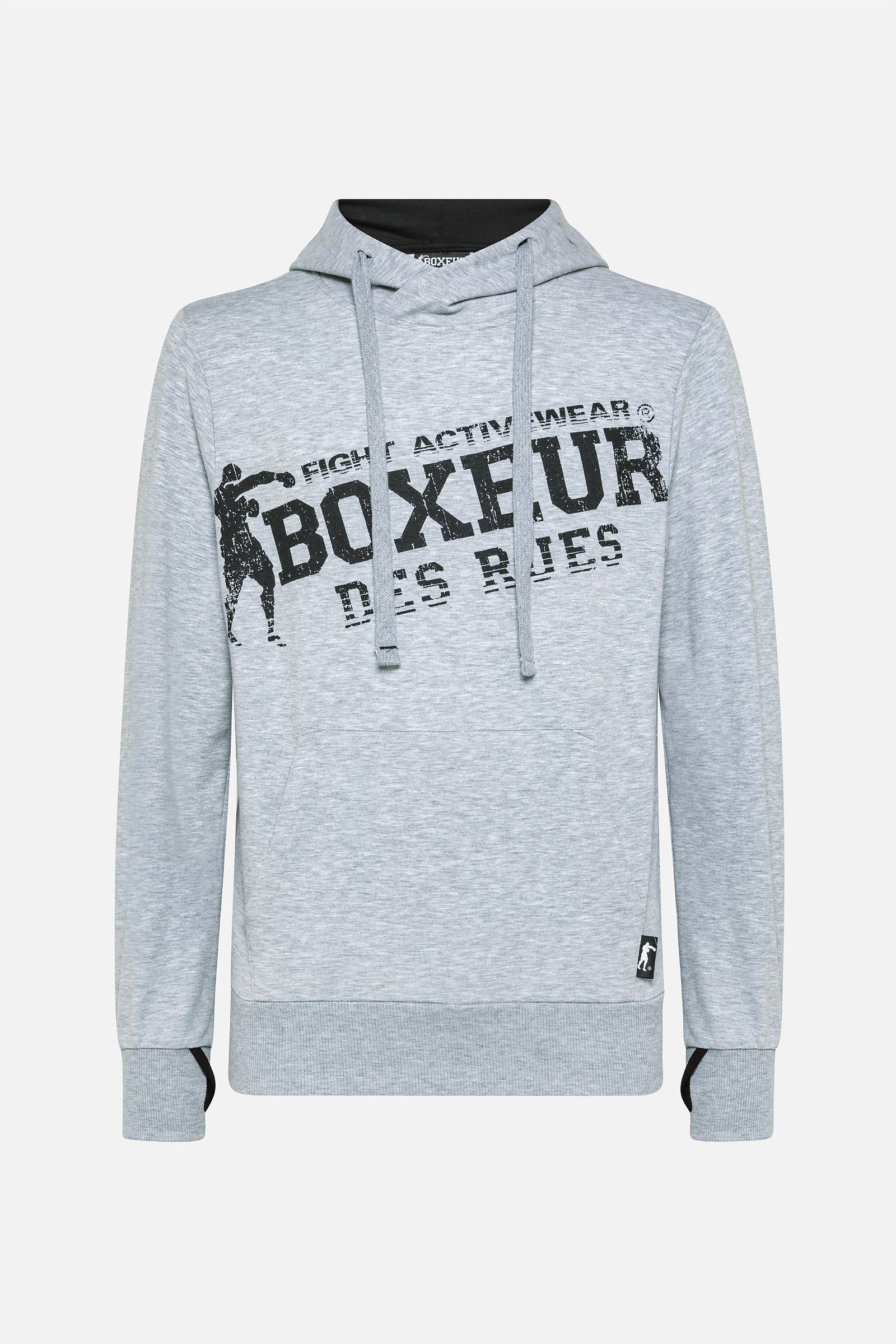 Hooded Sweatshirt with Thumb Openings in Greymel Kapuzenpullover Boxeur des Rues   