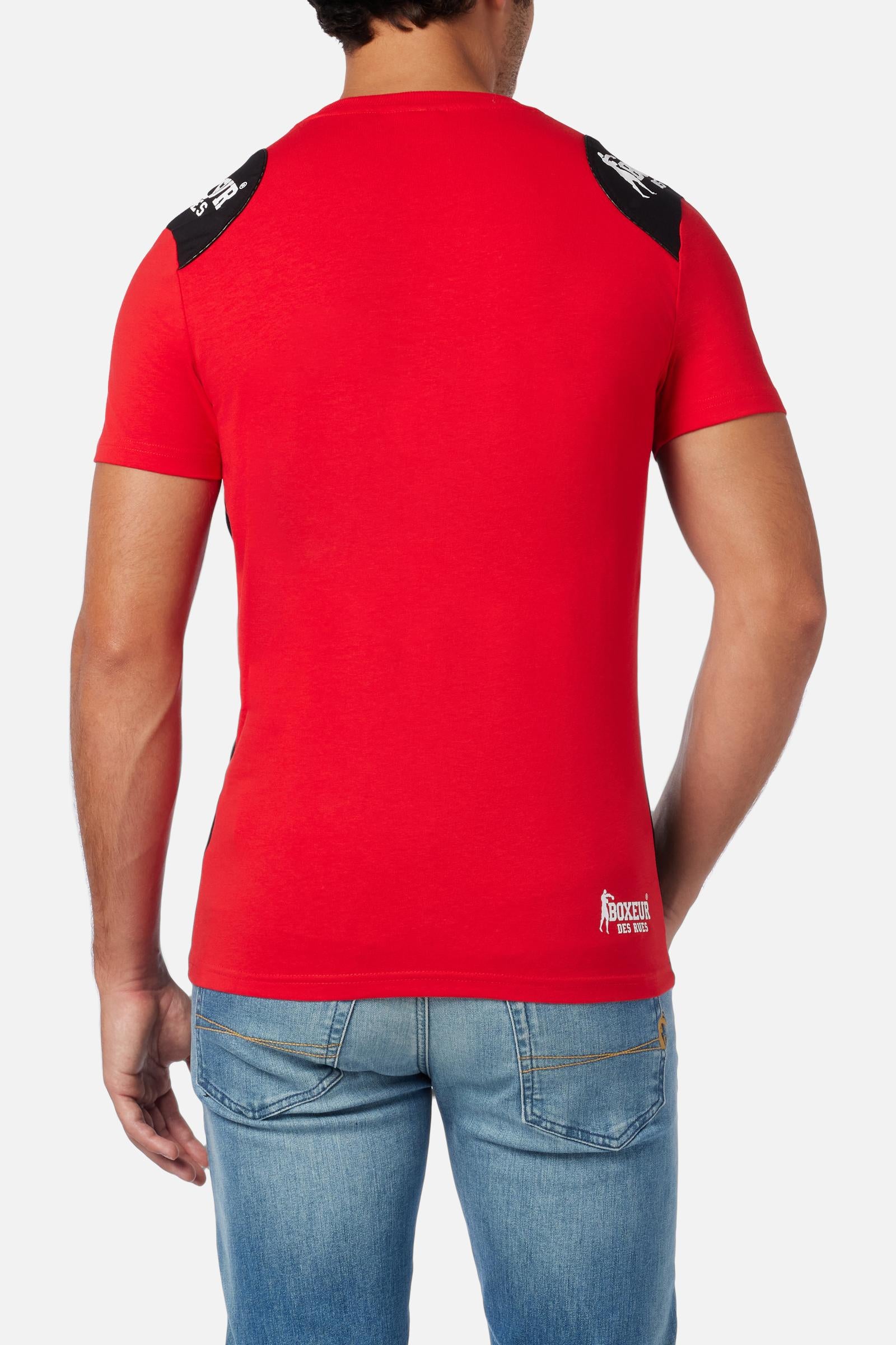 Colour Block Printed T-Shirt in Red T-Shirts Boxeur des Rues   