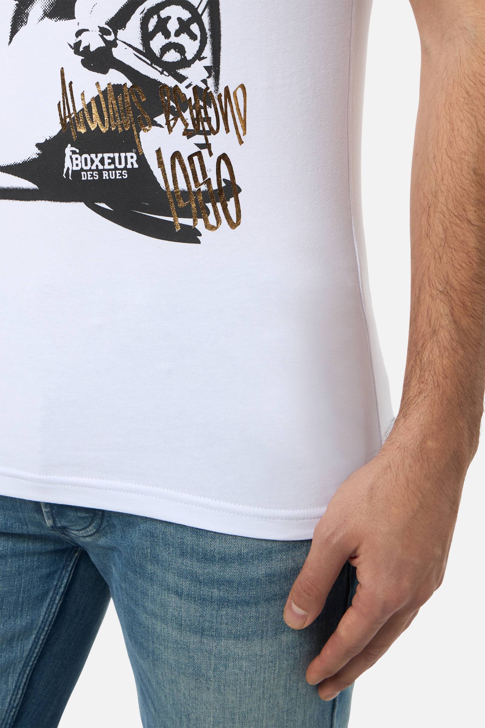 Graphic T-Shirt in White-Gold T-Shirts Boxeur des Rues
