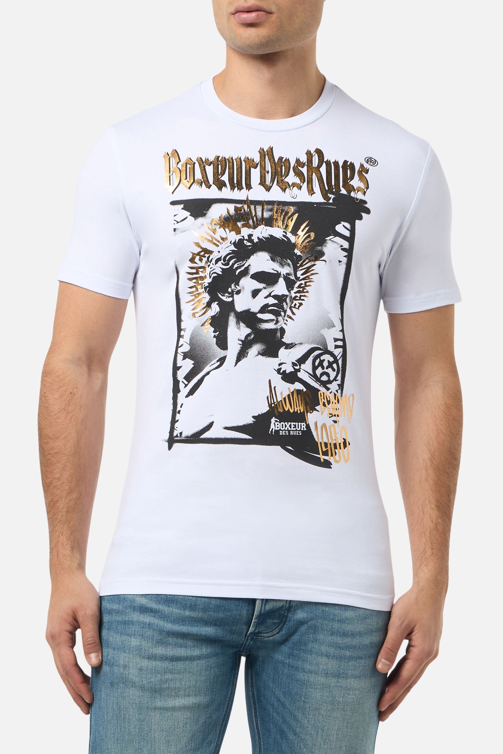 Graphic T-Shirt in White-Gold T-Shirts Boxeur des Rues