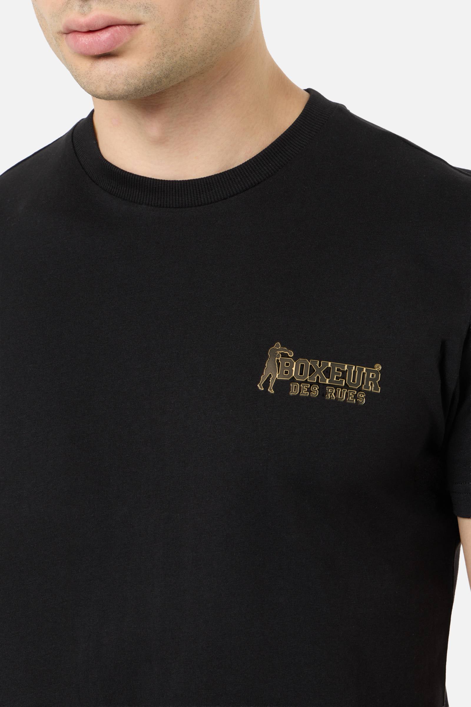 Basic Round Neck T-Shirt in Black-Gold T-Shirts Boxeur des Rues