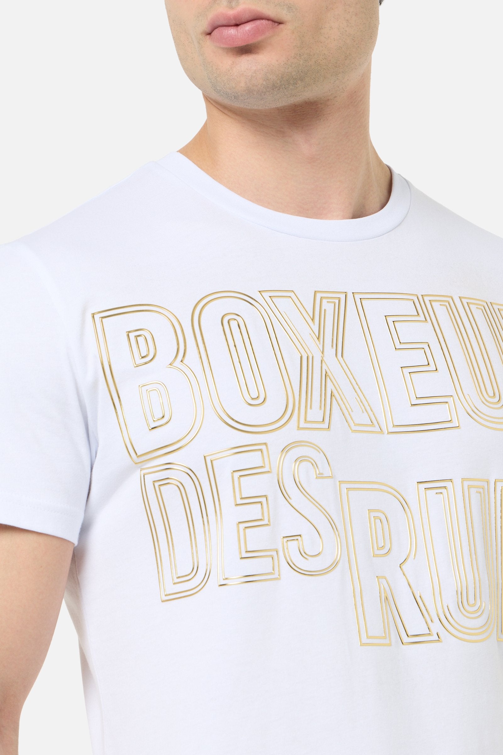 3D Graphic T-Shirt in White-Gold T-Shirts Boxeur des Rues