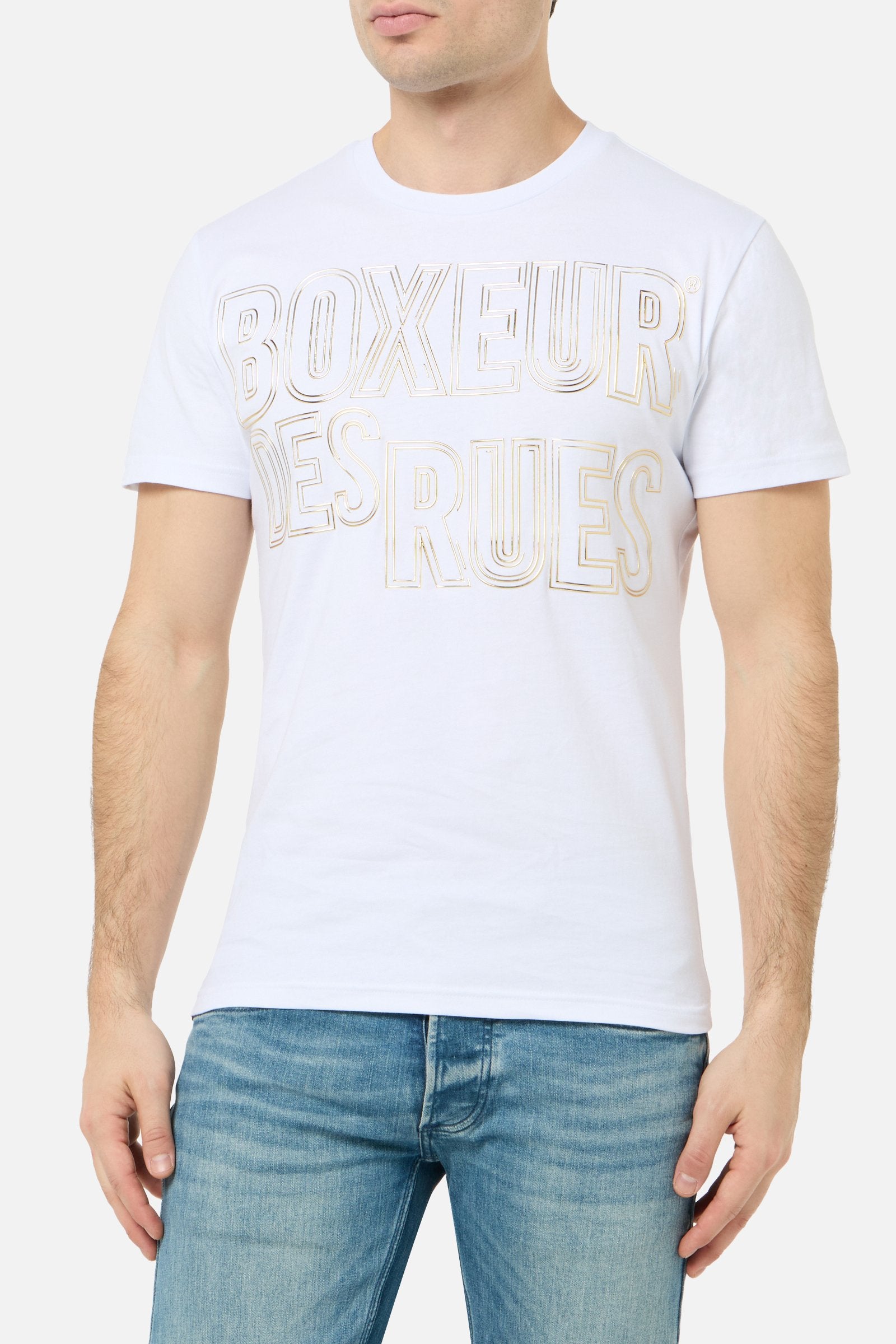 3D Graphic T-Shirt in White-Gold T-Shirts Boxeur des Rues