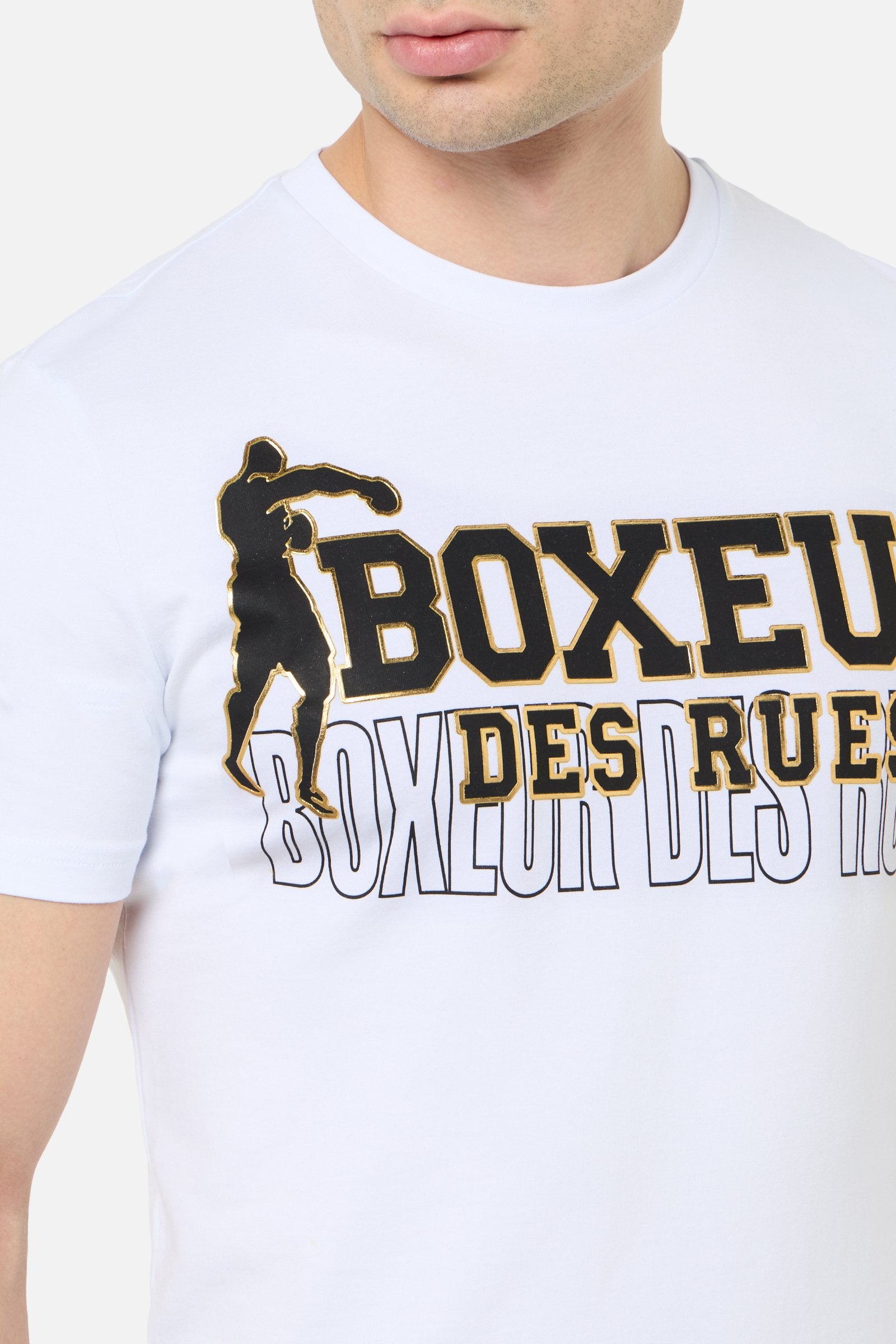 New Iconic Logo T-Shirt in White-Gold T-Shirts Boxeur des Rues