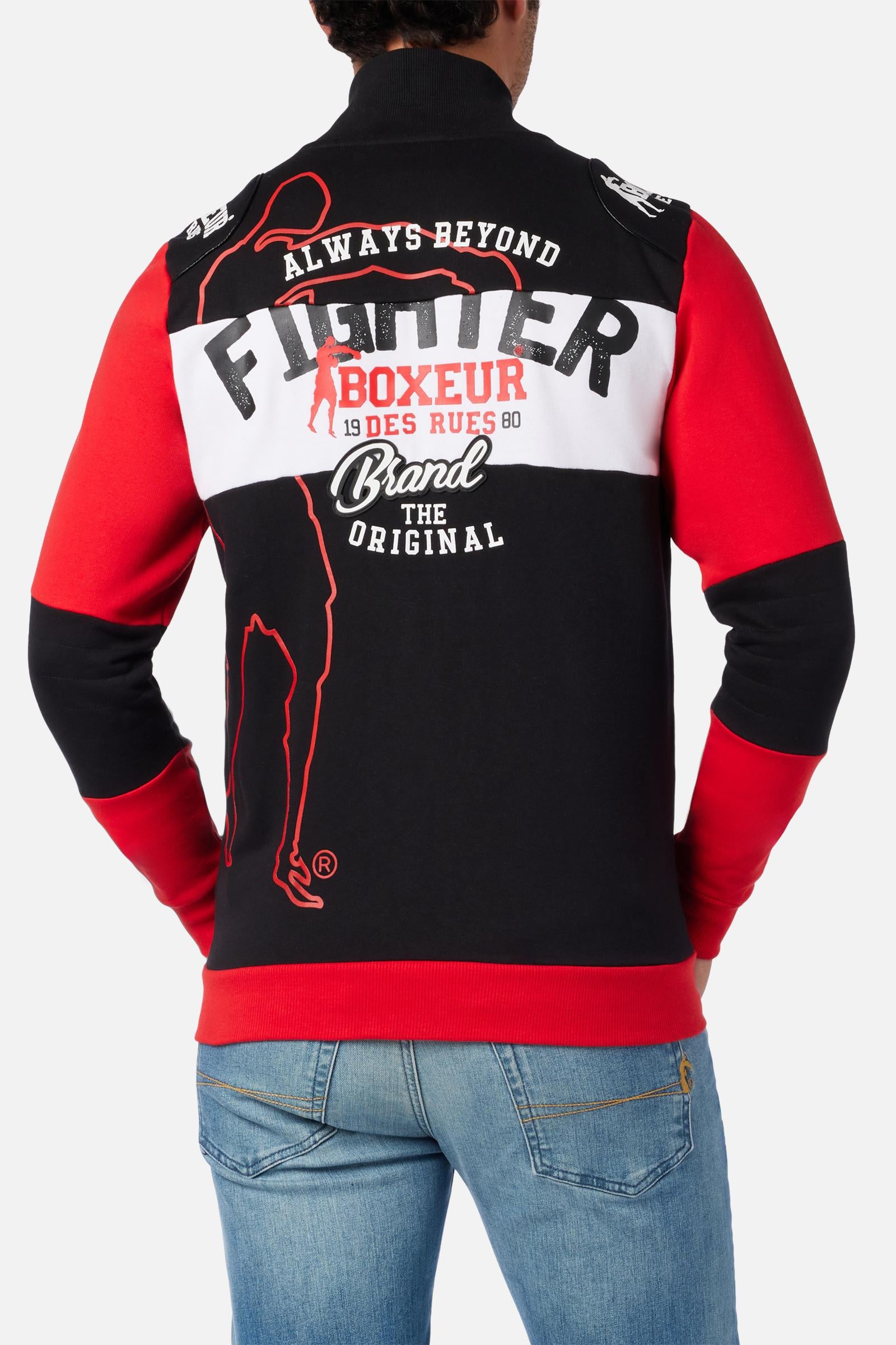 High Neck Full Zip Sweatshirt in Red Sweatjacken Boxeur des Rues   