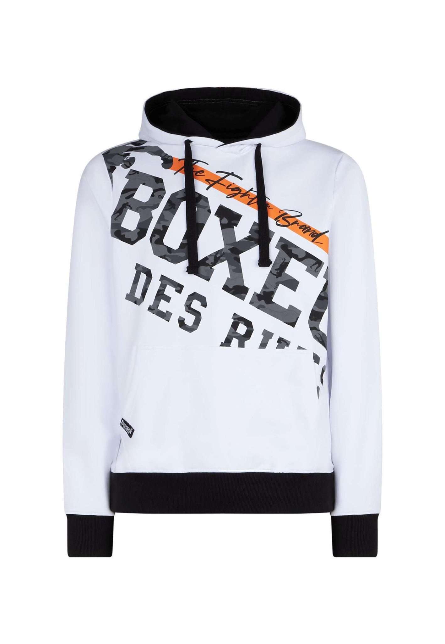 Printed Hoodie Sweatshirt in White Kapuzenpullover Boxeur des Rues   
