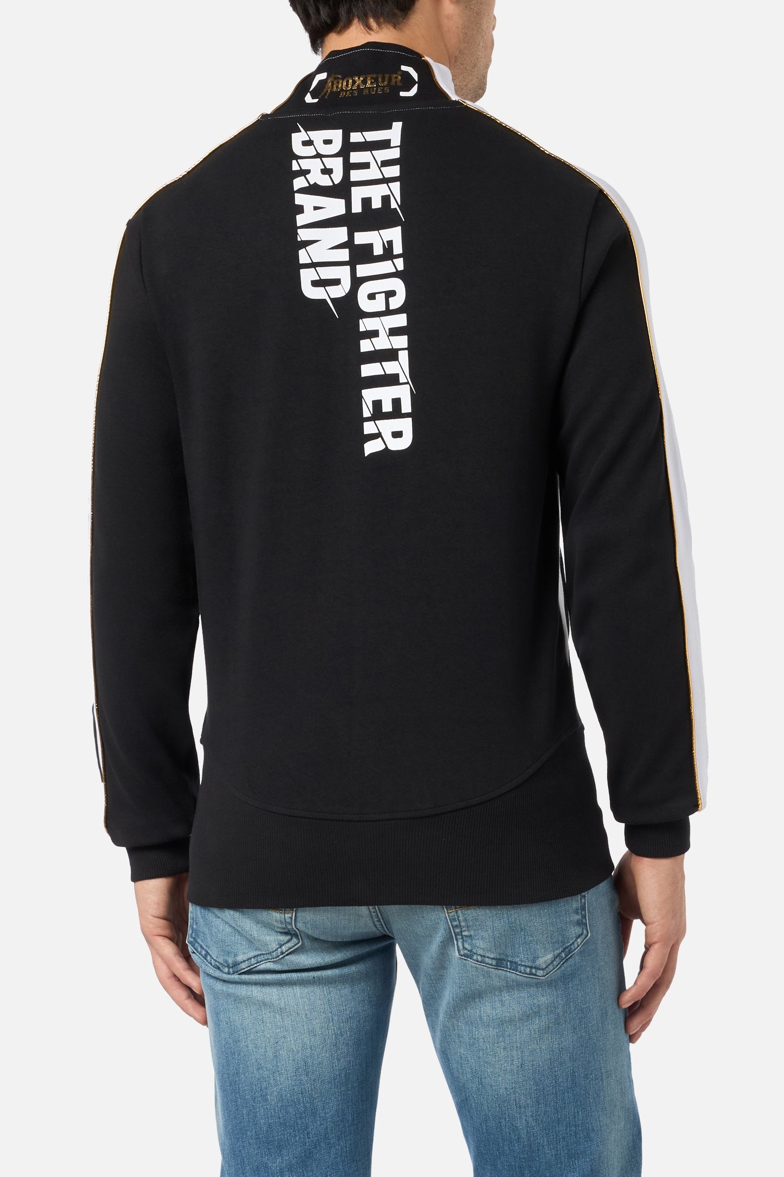 High Neck Full Zip Sweatshirt in Black Sweatjacken Boxeur des Rues   