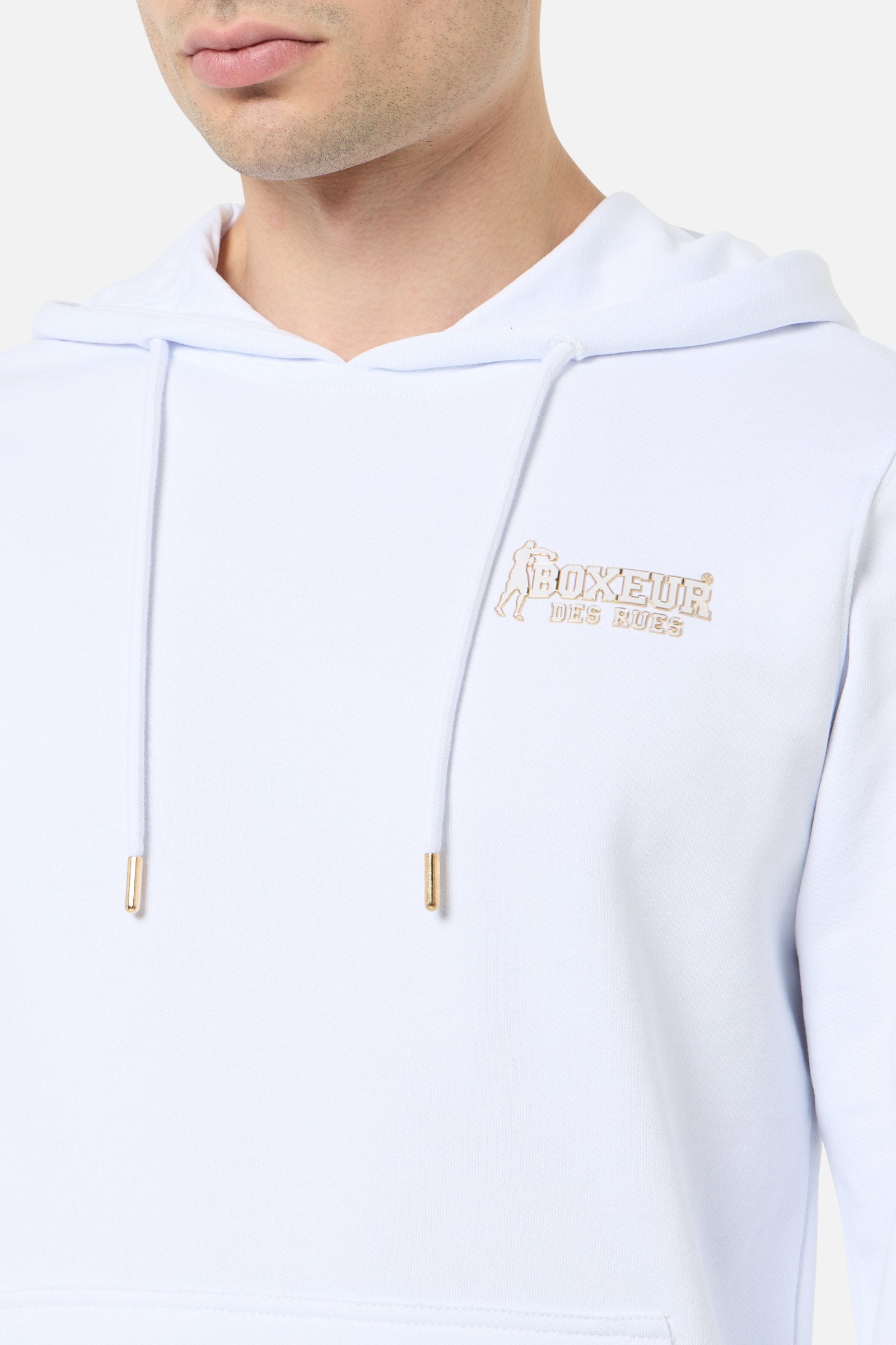 Basic Hoodie in White-Gold Kapuzenpullover Boxeur des Rues